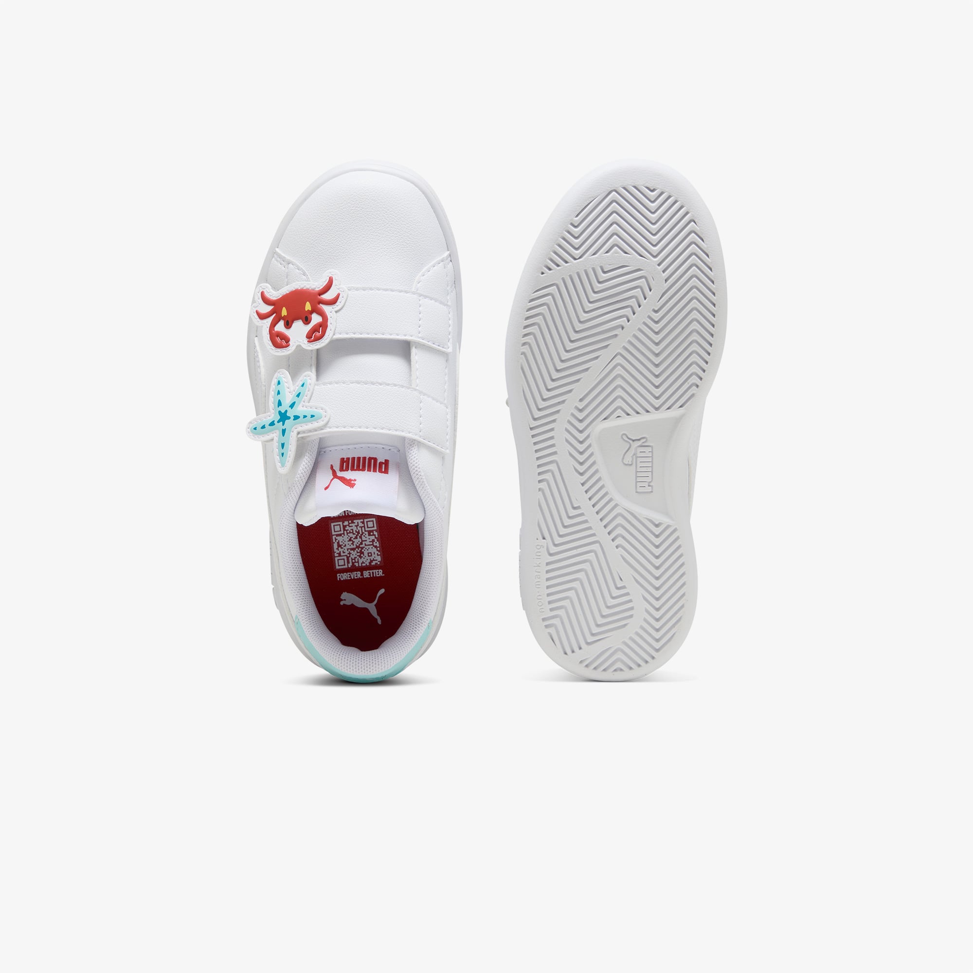 Puma Smash 3 0 Badges Yengeç&Yıldız Figürlü Çocuk Beyaz Spor Ayakkabı