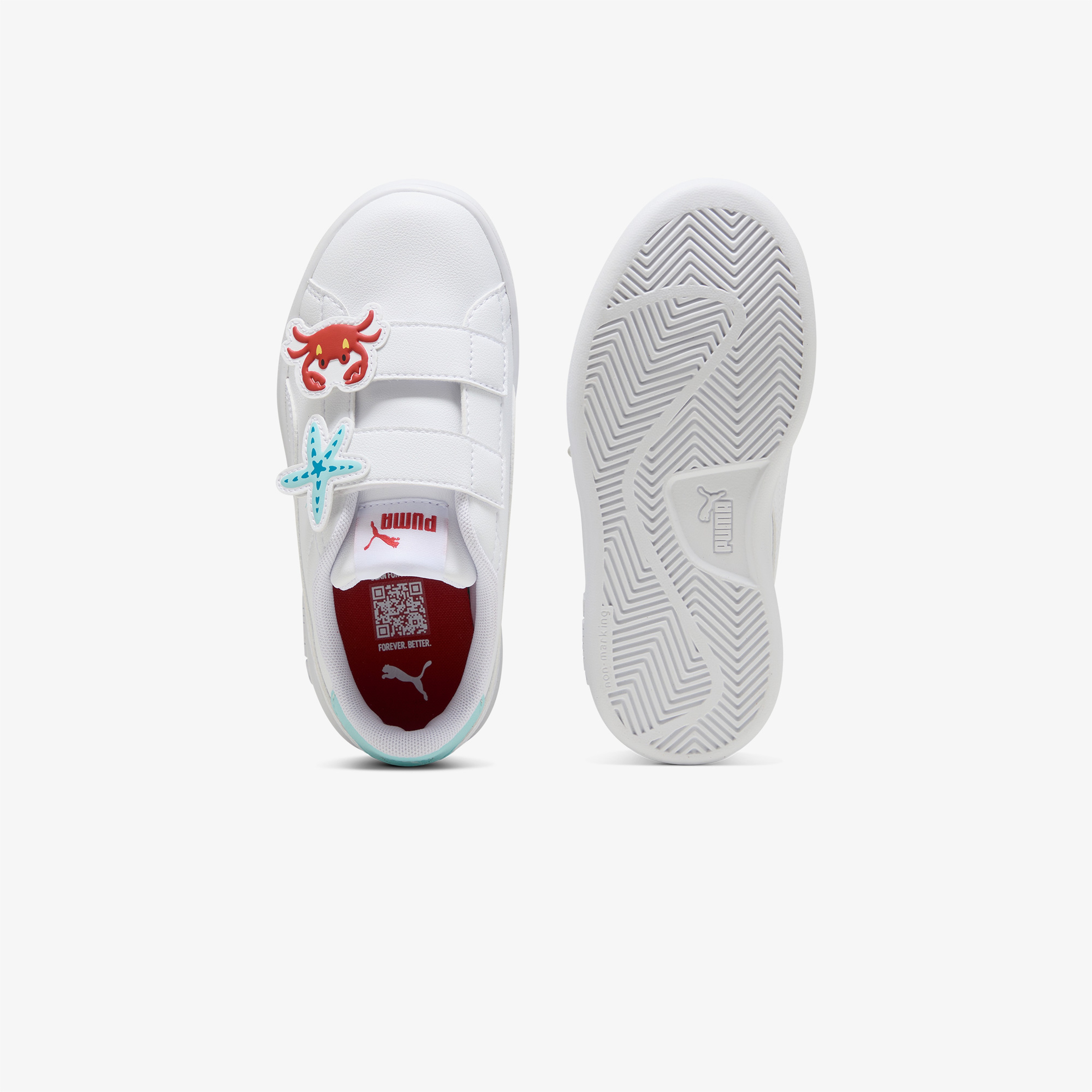 Puma Smash 3 0 Badges Yengeç&Yıldız Figürlü Çocuk Beyaz Spor Ayakkabı
