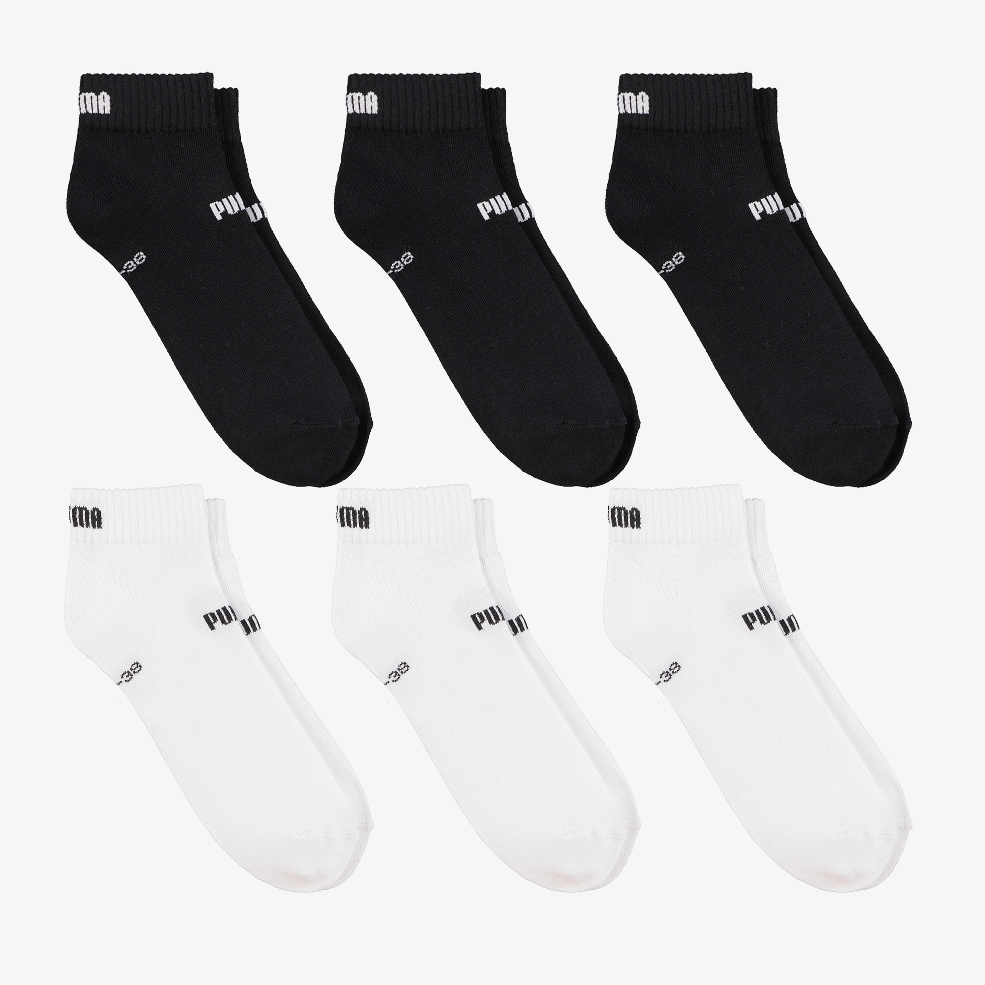 Puma Elements Quarter Unisex Siyah/Beyaz 6'lı Çorap