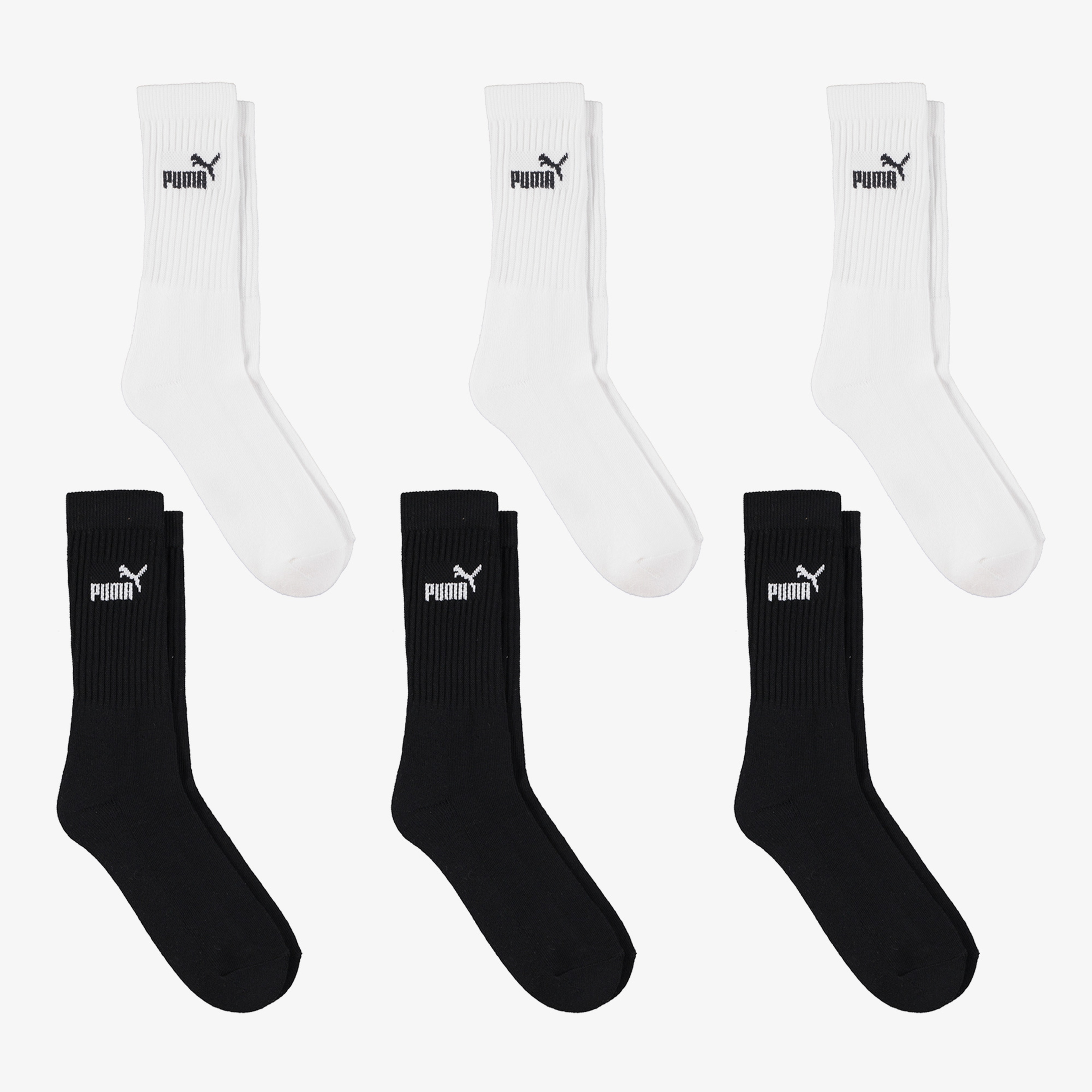 Puma Elements Crew So Unisex Siyah/Beyaz 6'lı Çorap