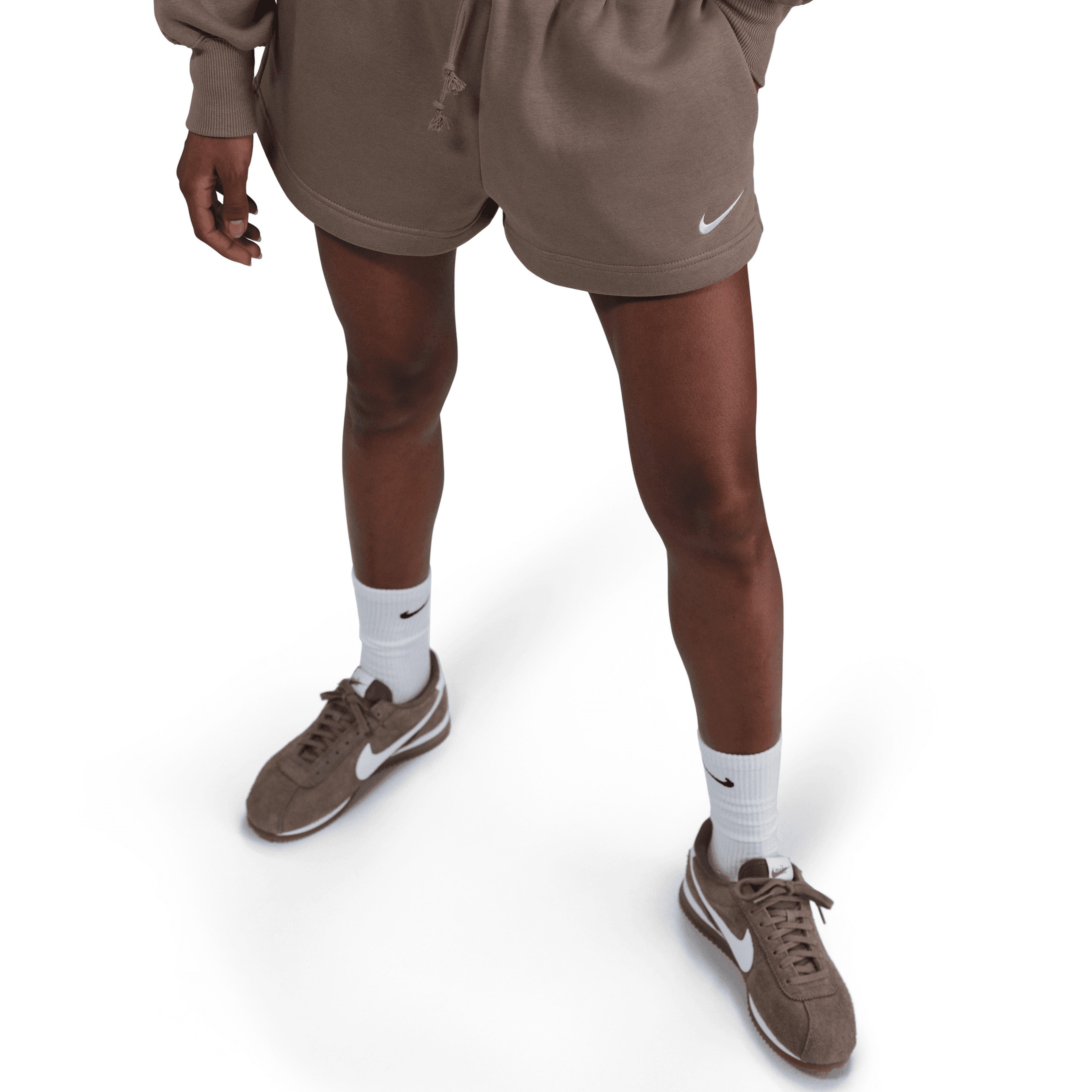 Nike Sportswear Phoenix Fleece Yüksek Belli Bol Kadın Kahverengi Şort