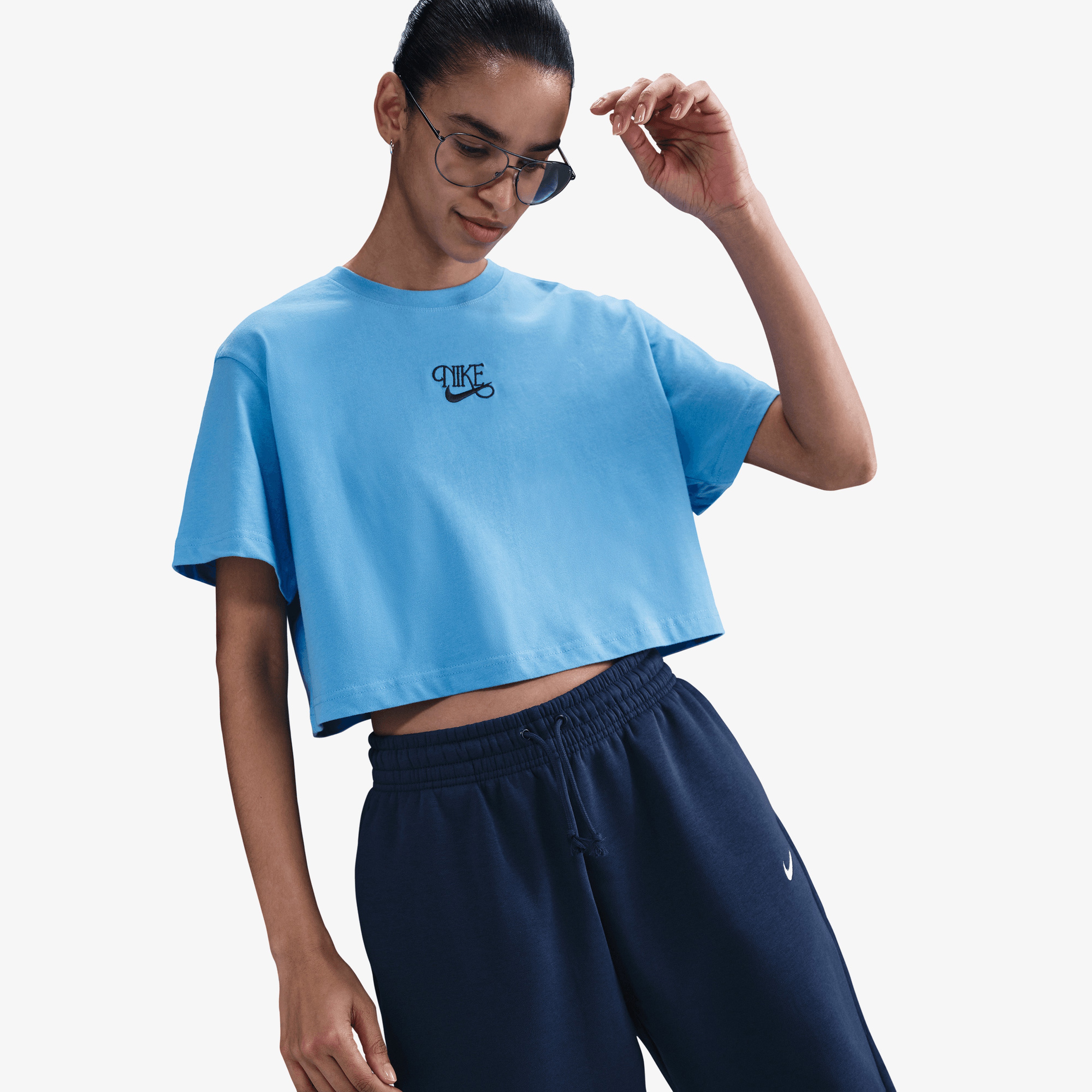 Nike Sportswear Crop Kadın Mavi T-Shirt
