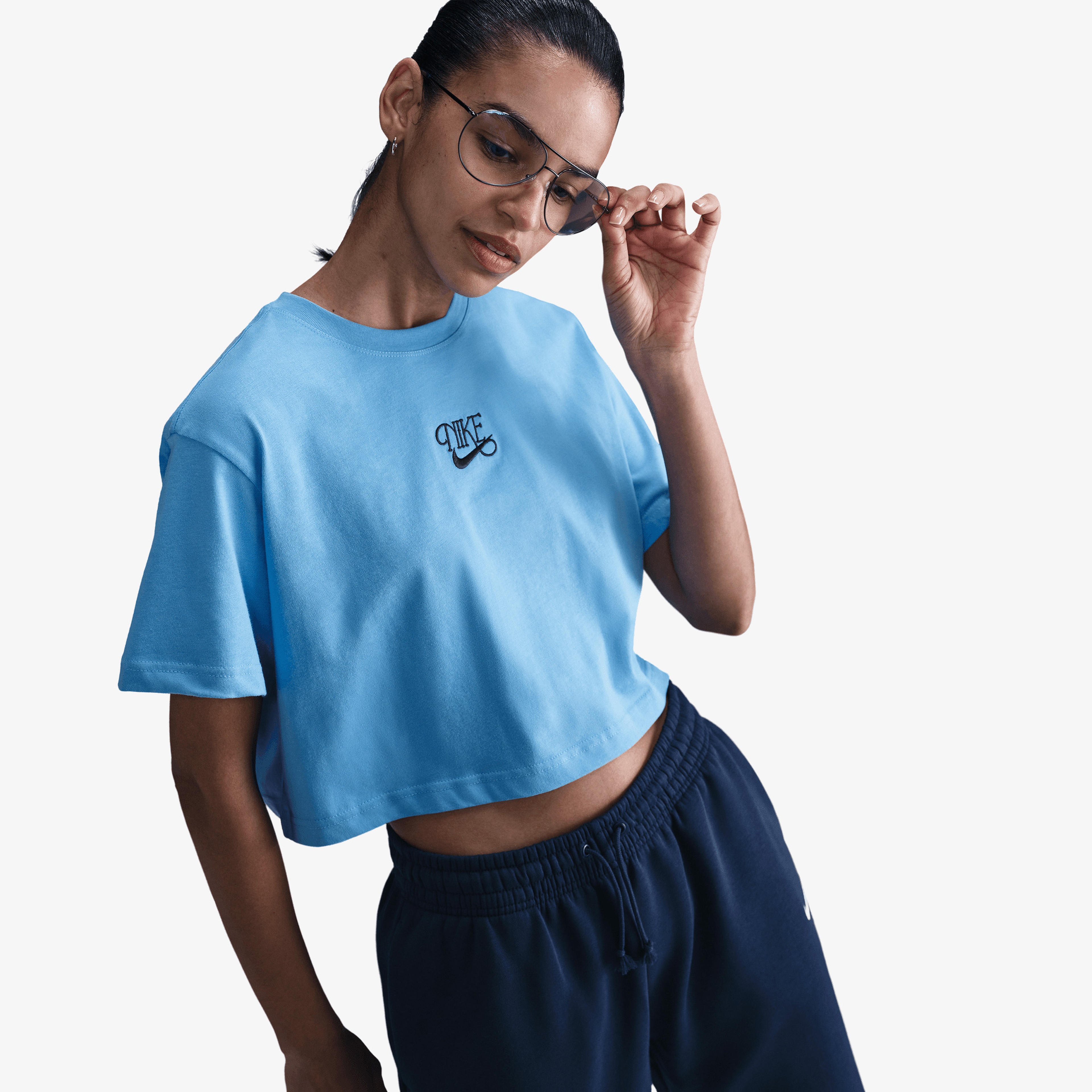 Nike Sportswear Crop Kadın Mavi T-Shirt