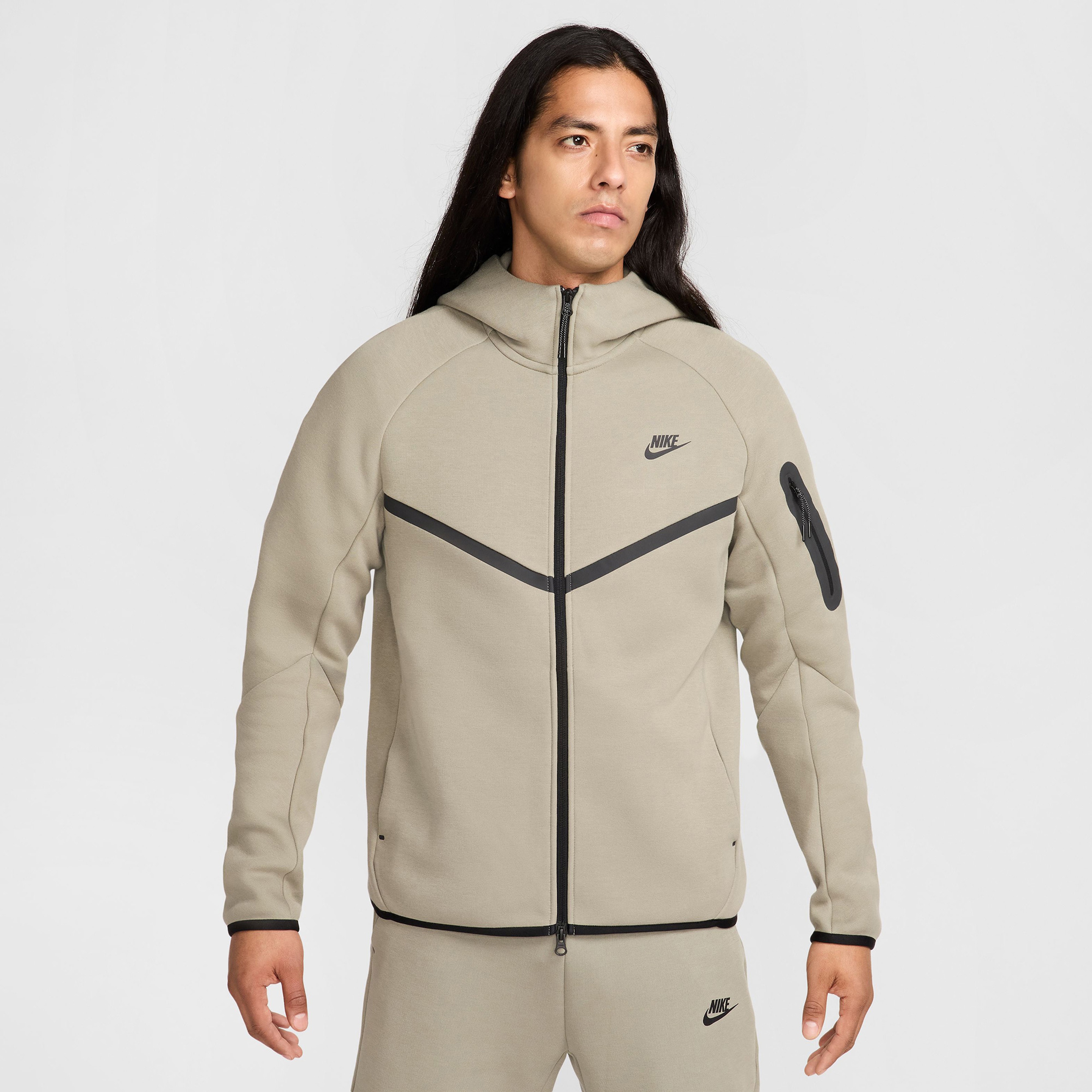 Nike Tech Fleece Full Zip Windrunner Erkek Haki Sweatshirt