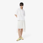 Kadın Oversize Fit Kısa Kollu Beyaz Polo