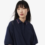 Kadın Oversize Fit Kısa Kollu Lacivert Polo
