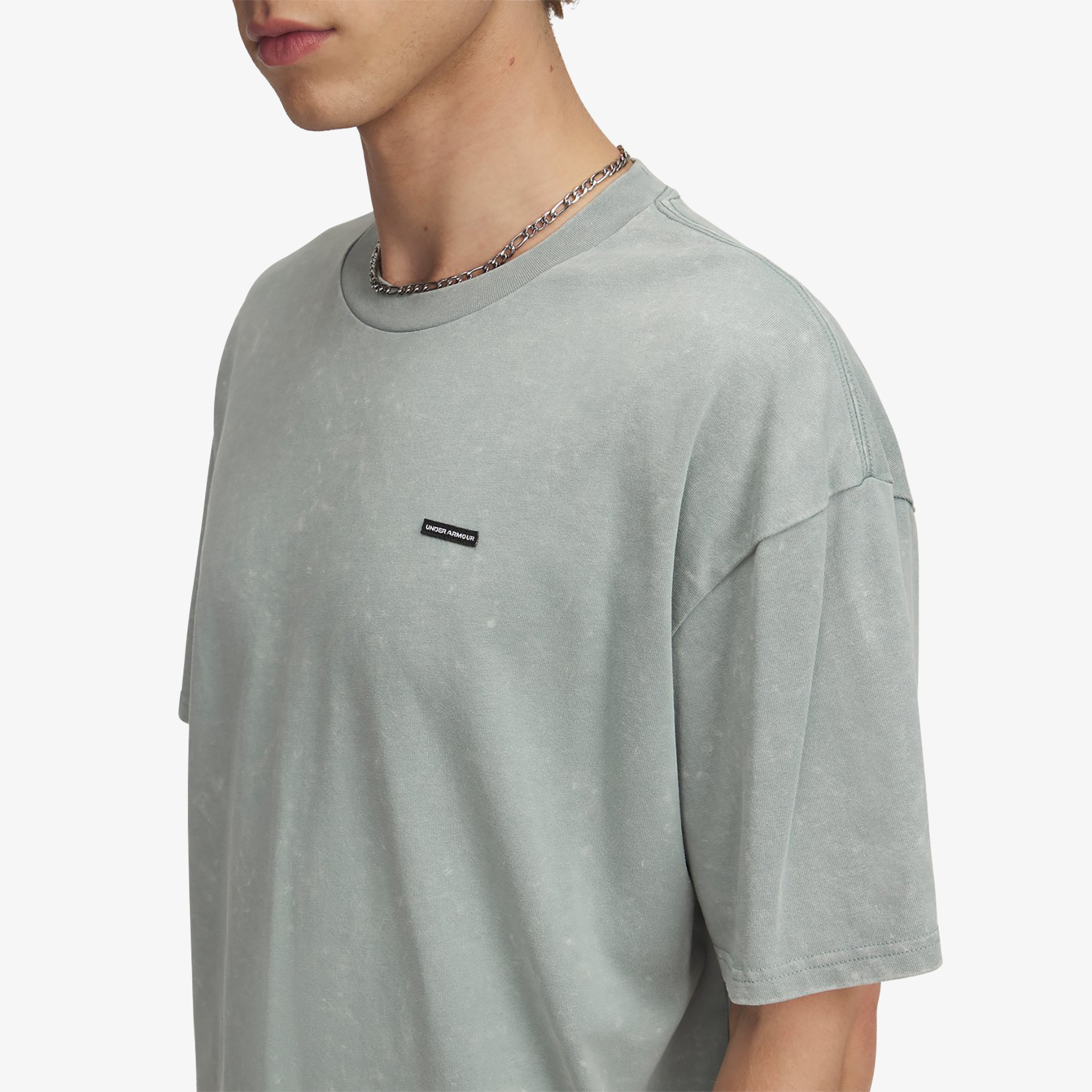 Under Armour Heavyweight Oversized Logo Erkek Gri T-Shirt