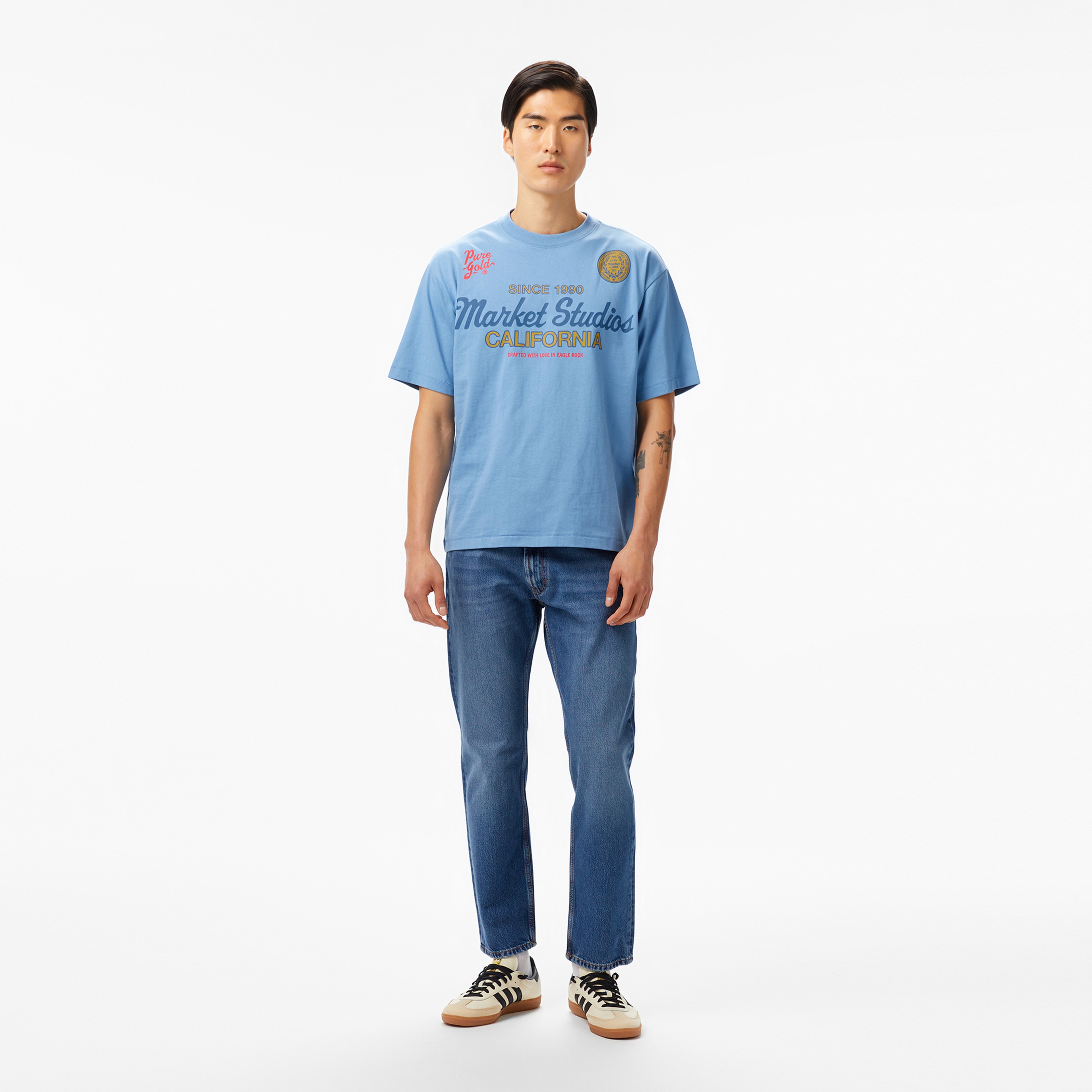 The Market Studios Pure Gold Unisex Mavi T-Shirt