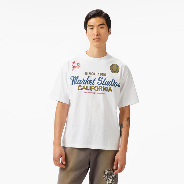 The Market Studios Pure Gold Unisex Beyaz T-Shirt