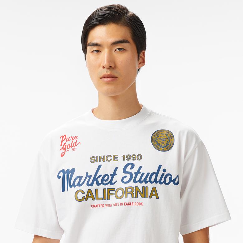 The Market Studios Pure Gold Unisex Beyaz T-Shirt