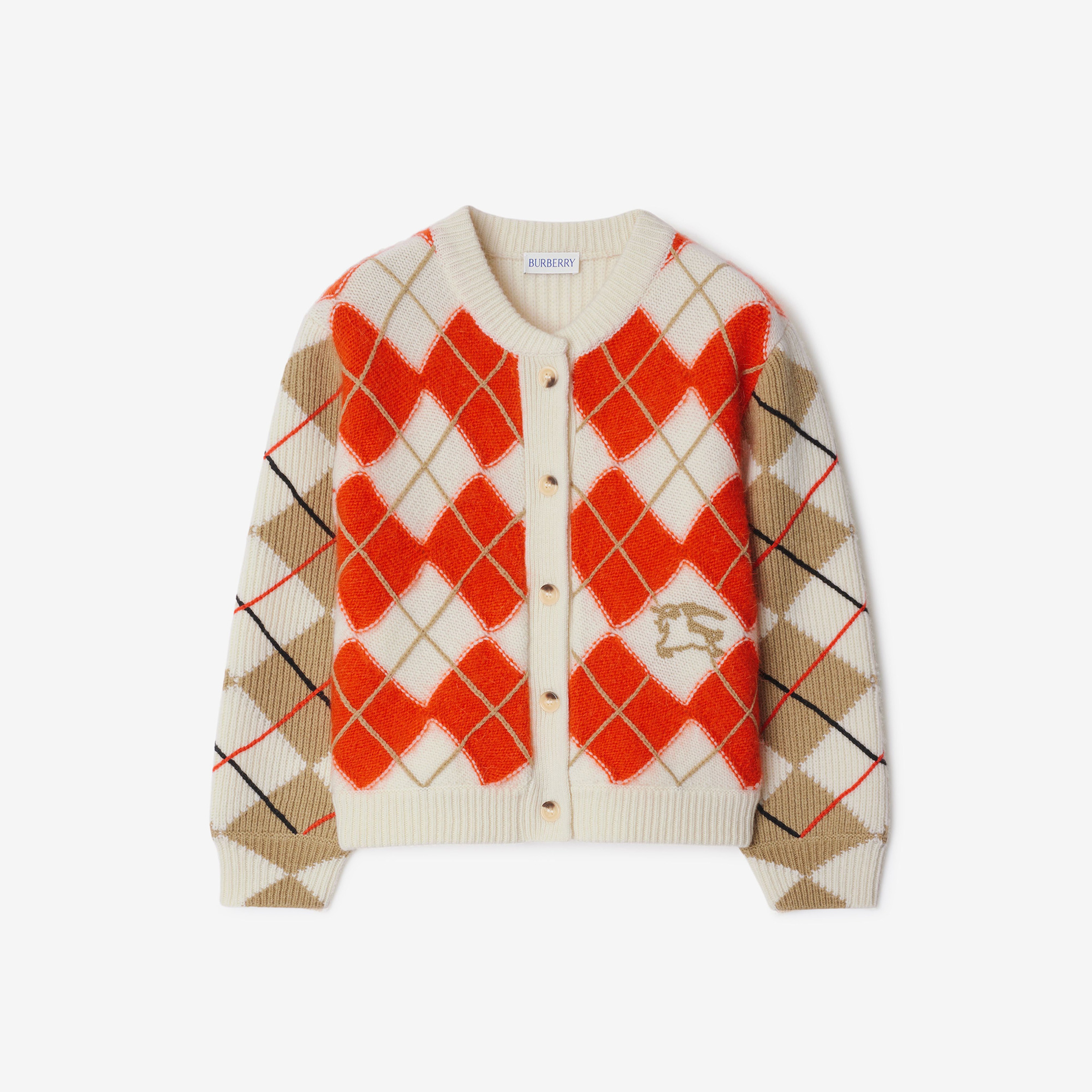 Burberry Argyle Bomber Wool Cardigan Çocuk Kırmızı Hırka