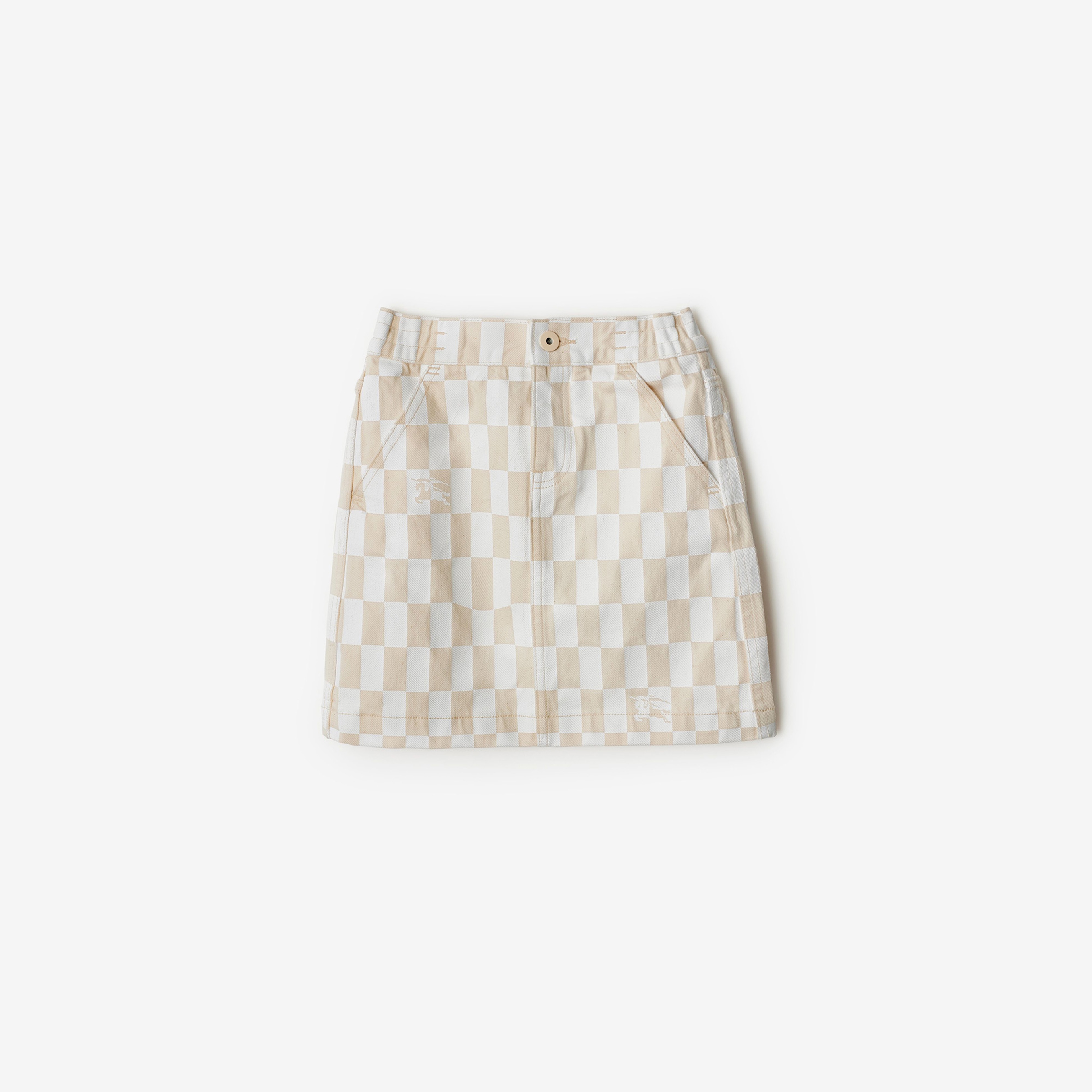 Burberry Ava Checkerboard Denim Çocuk Krem Etek