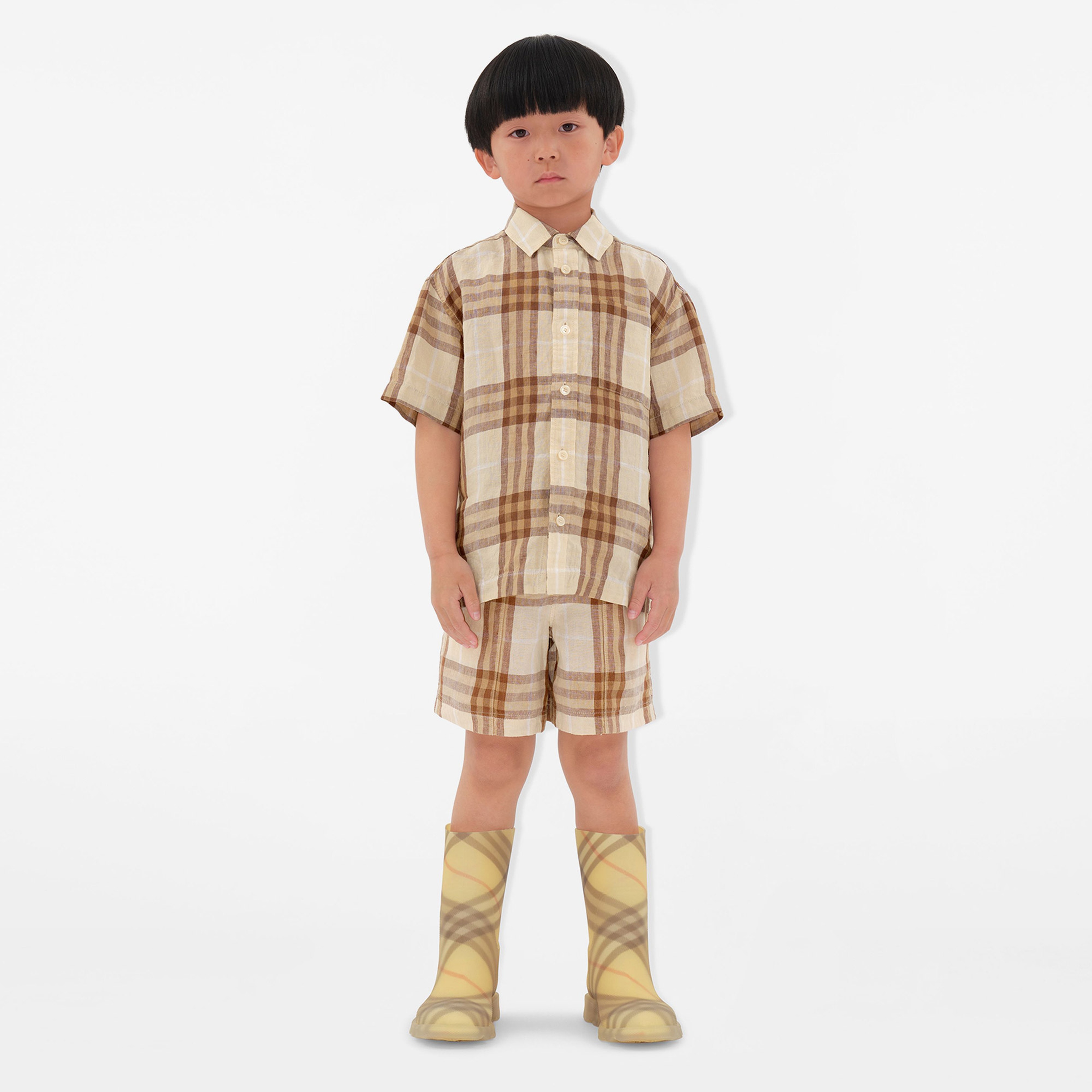 Burberry Devon Linen Çocuk Bej Gömlek