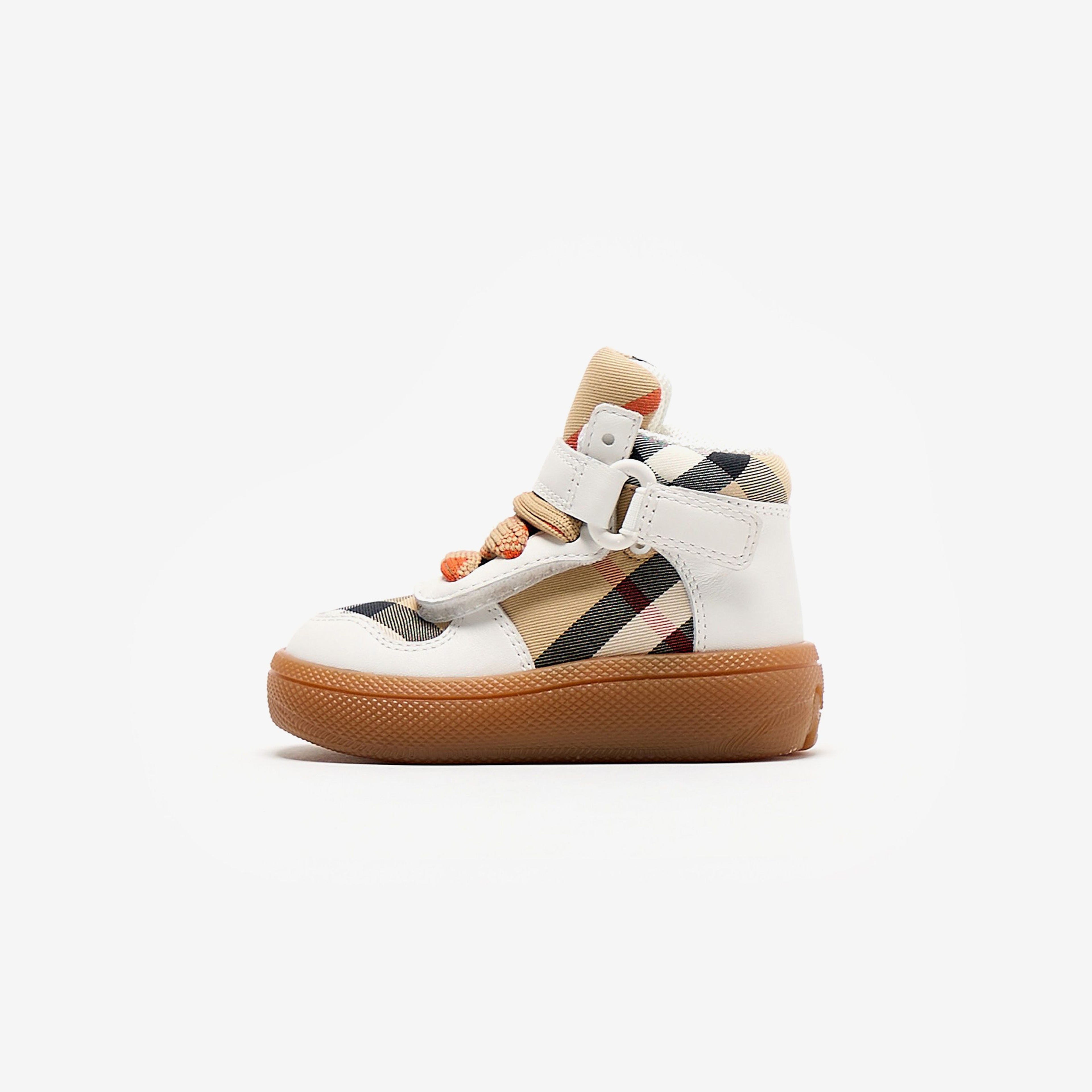 Burberry Sheldon And Leather High-Top Çocuk Bej Sneakers