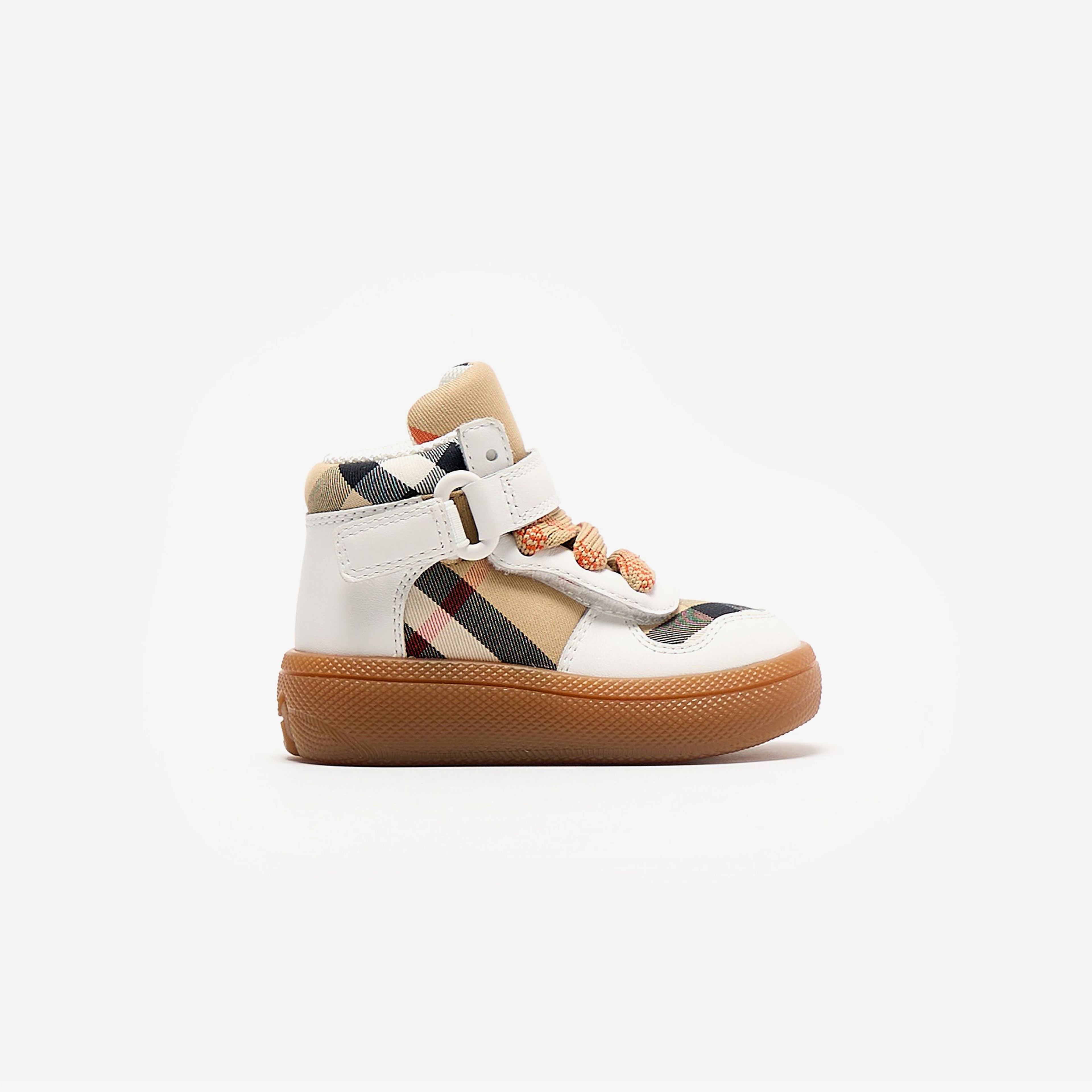 Burberry Sheldon And Leather High-Top Çocuk Bej Sneakers