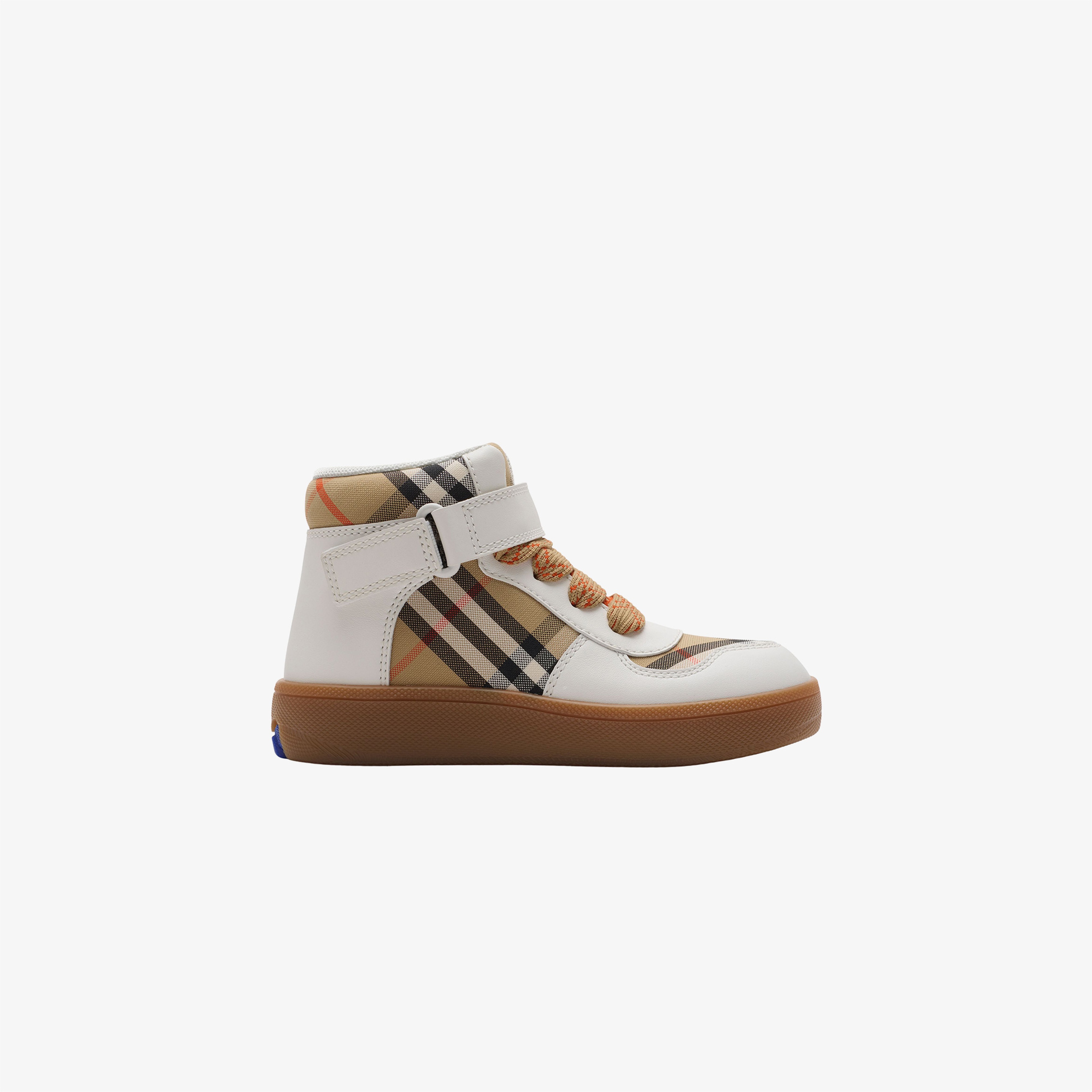 Burberry Sheldon And Leather High-Top Çocuk Bej Sneakers