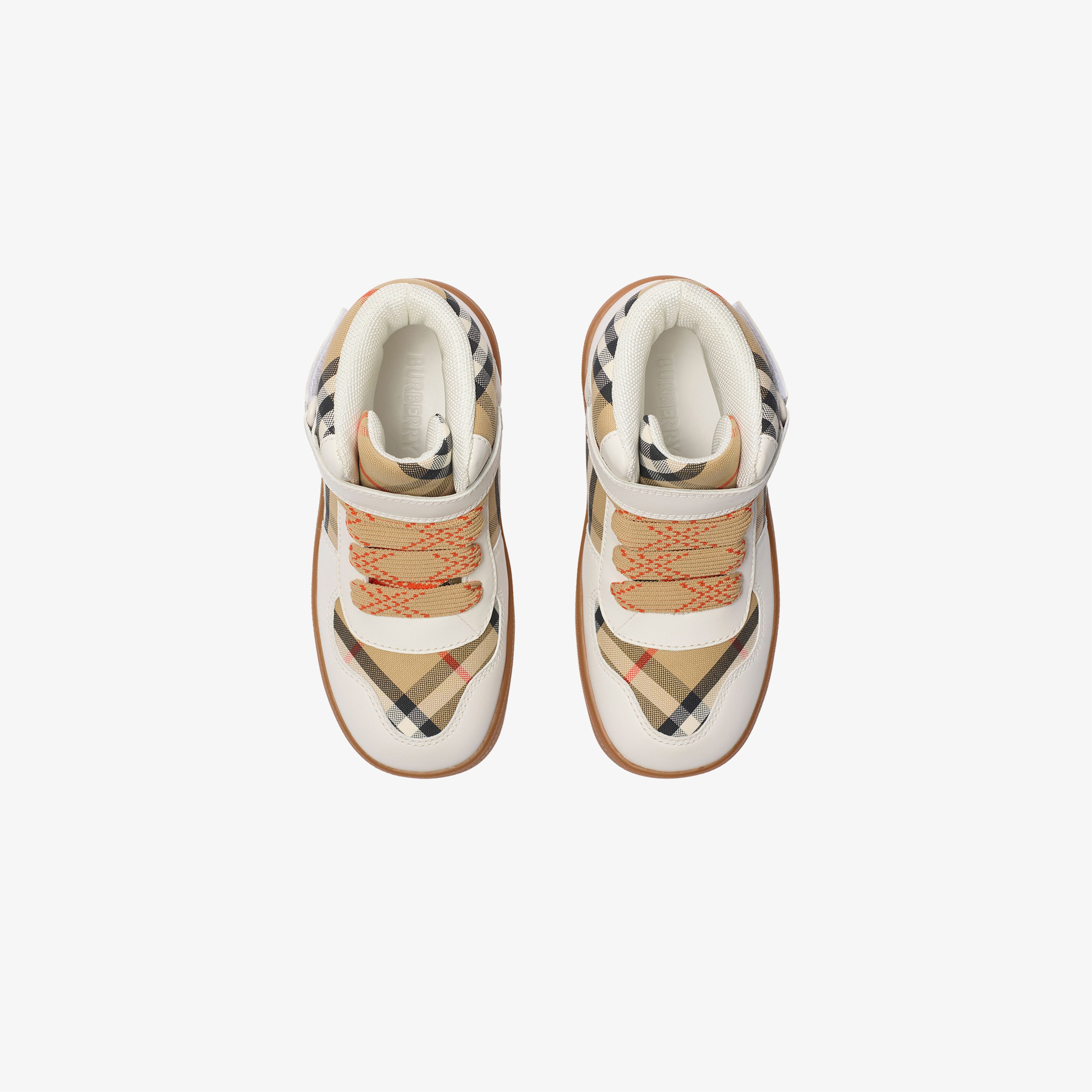 Burberry Sheldon And Leather High-Top Çocuk Bej Sneakers