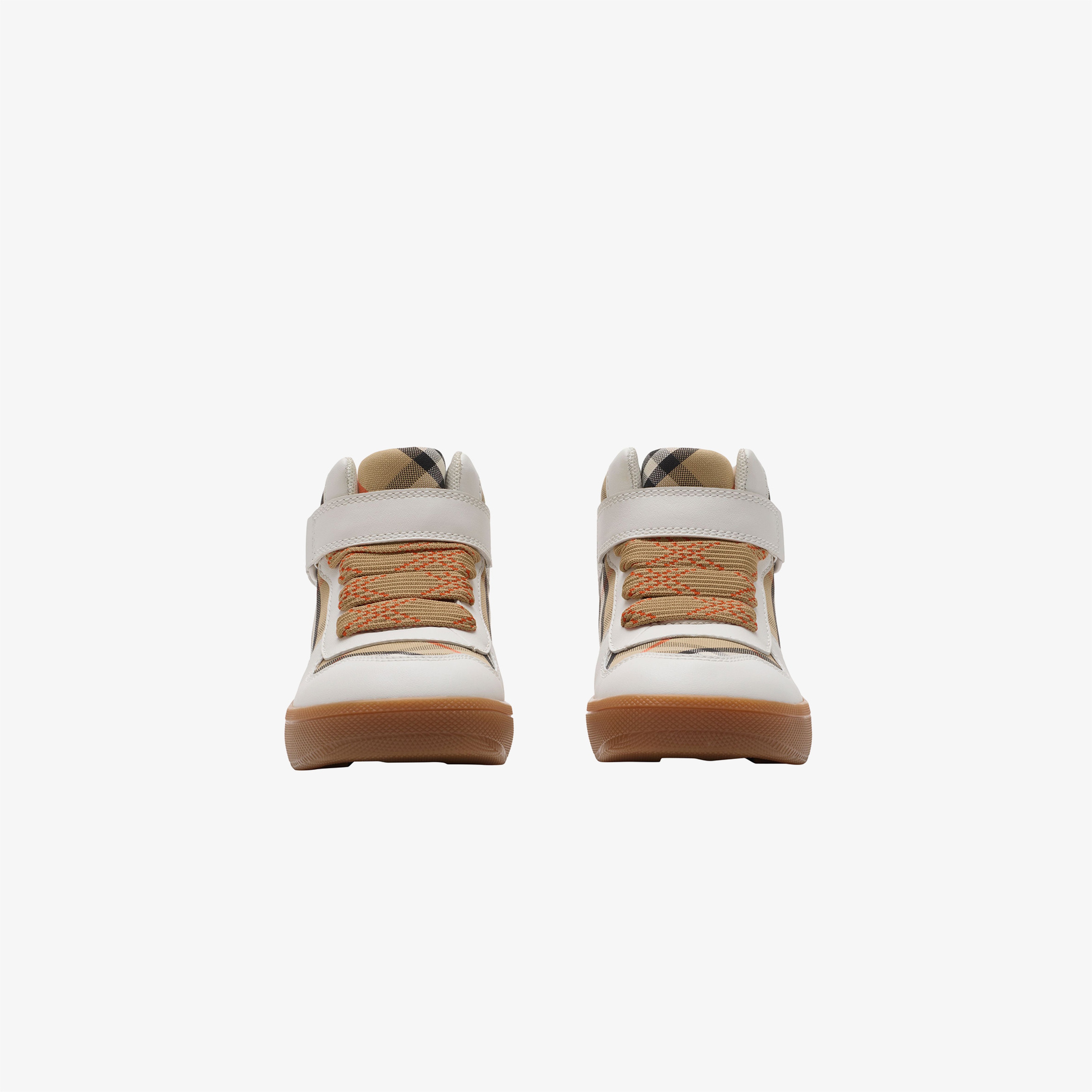 Burberry Sheldon And Leather High-Top Çocuk Bej Sneakers