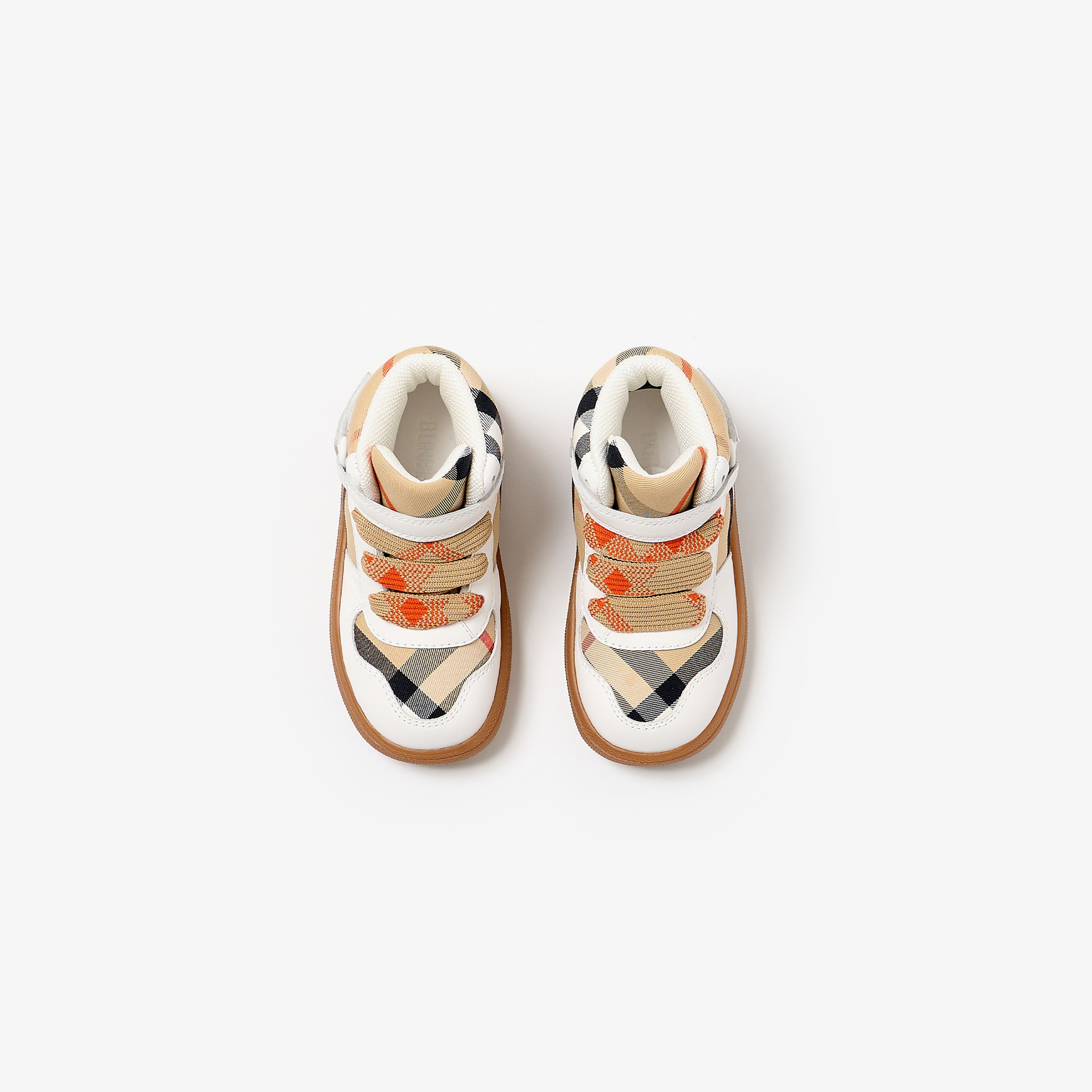 Burberry Sheldon And Leather High-Top Çocuk Bej Sneakers