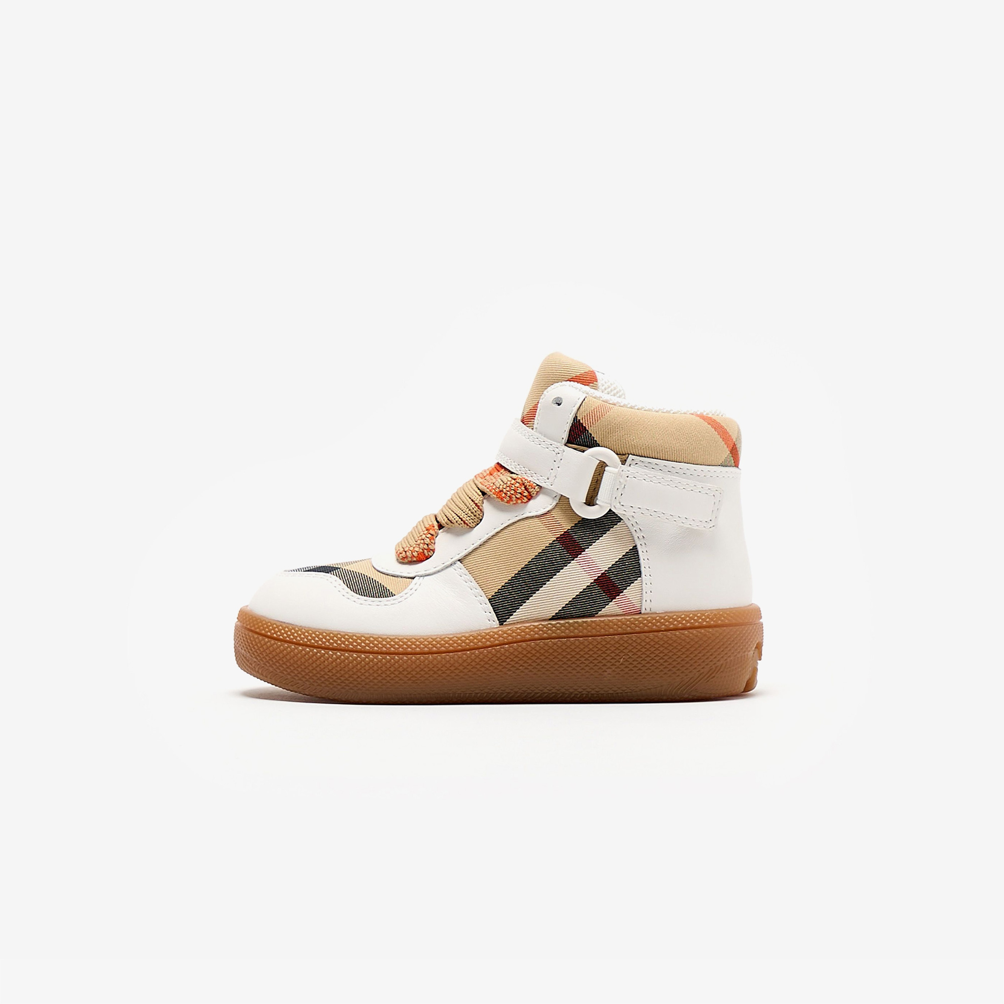 Burberry Sheldon And Leather High-Top Çocuk Bej Sneakers