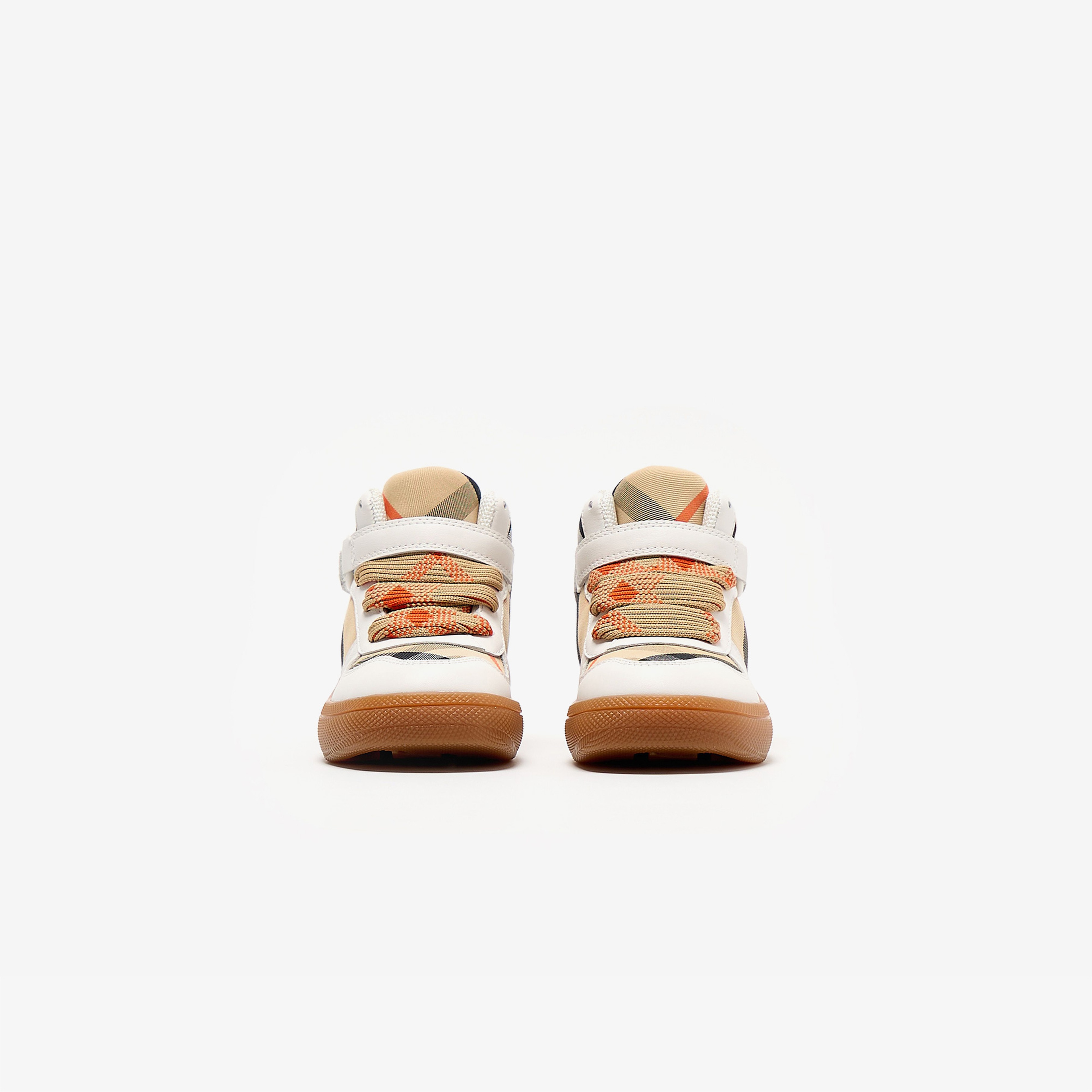 Burberry Sheldon And Leather High-Top Çocuk Bej Sneakers