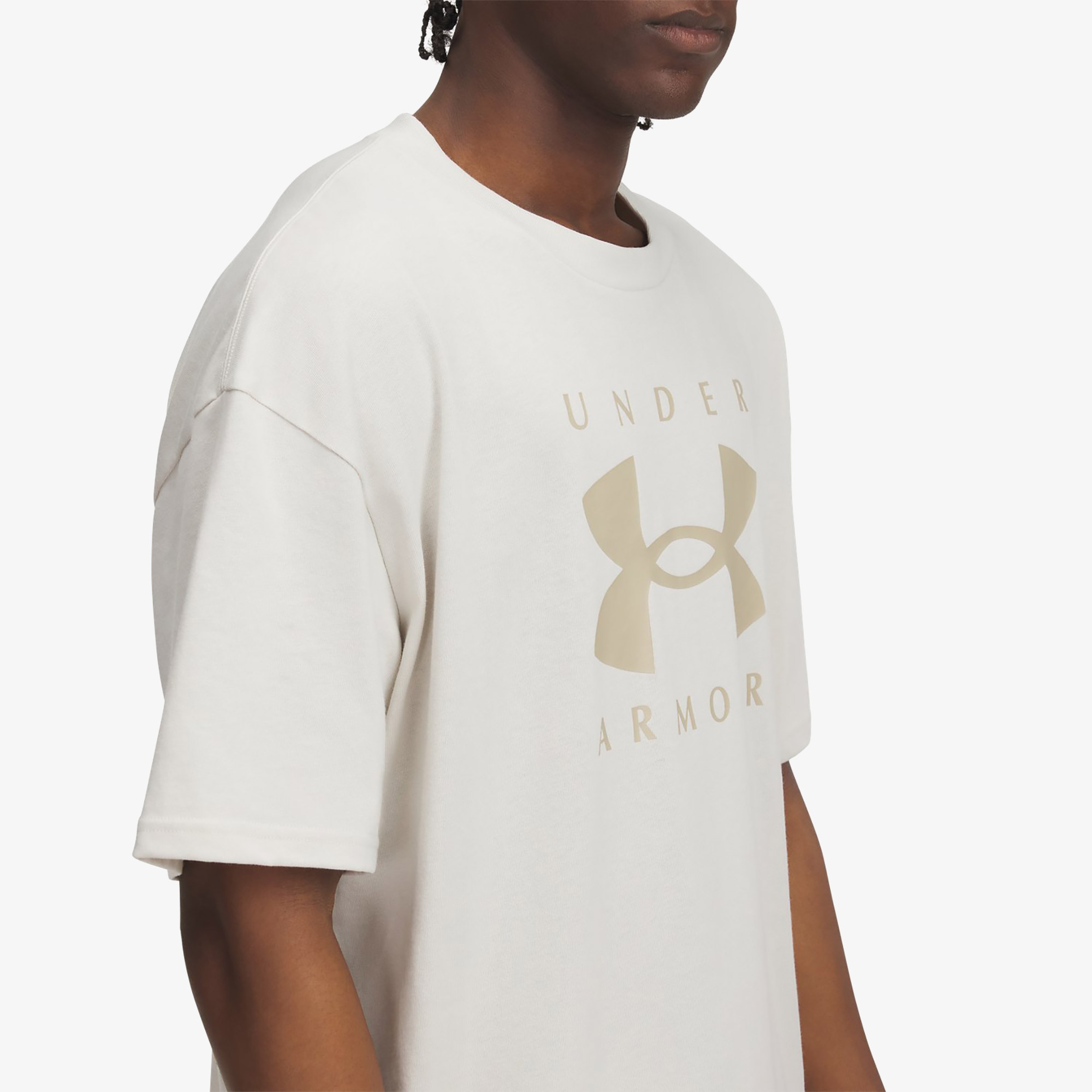 Under Armour Heavyweight Branded Erkek Beyaz T-Shirt