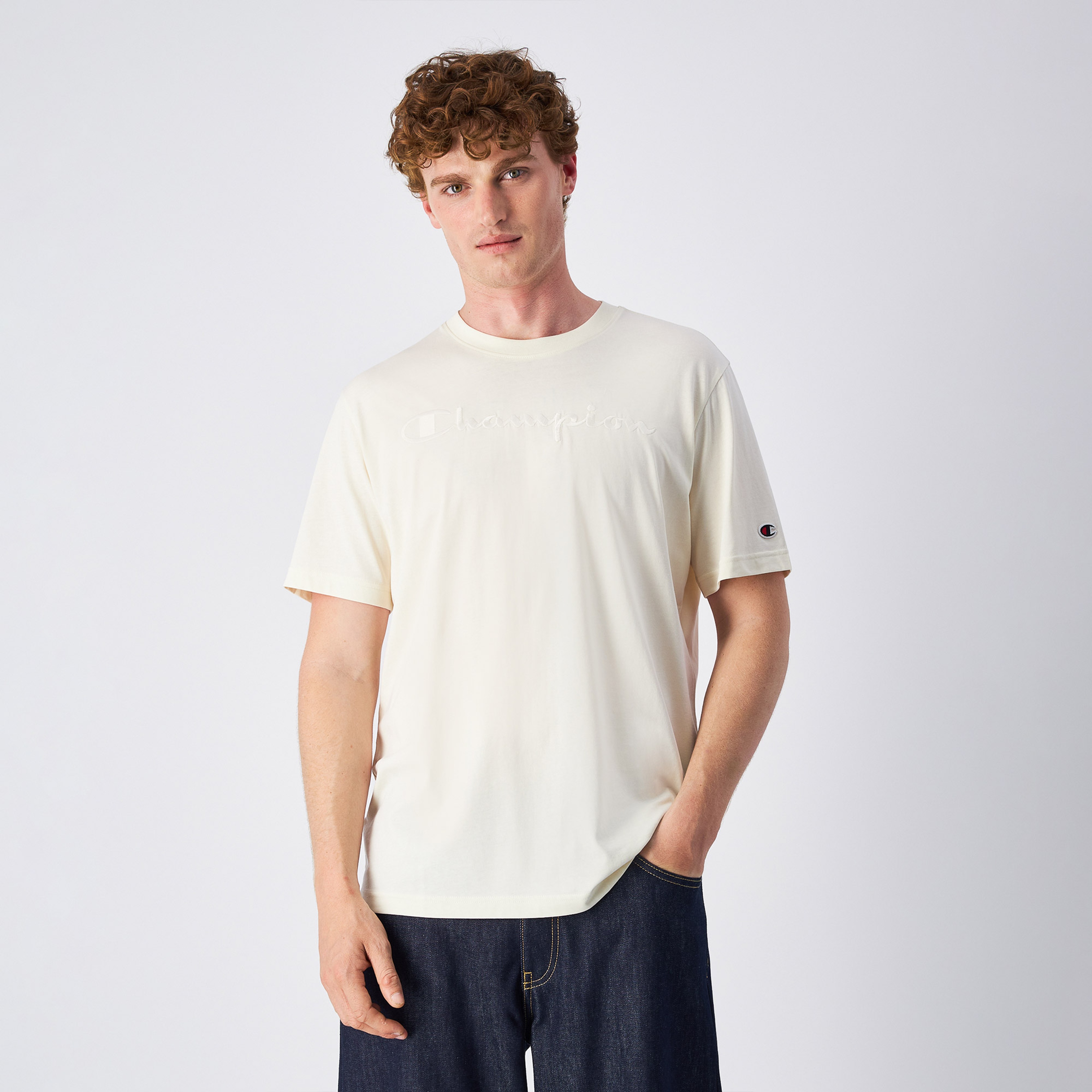 Champion SS Erkek Krem T-Shirt