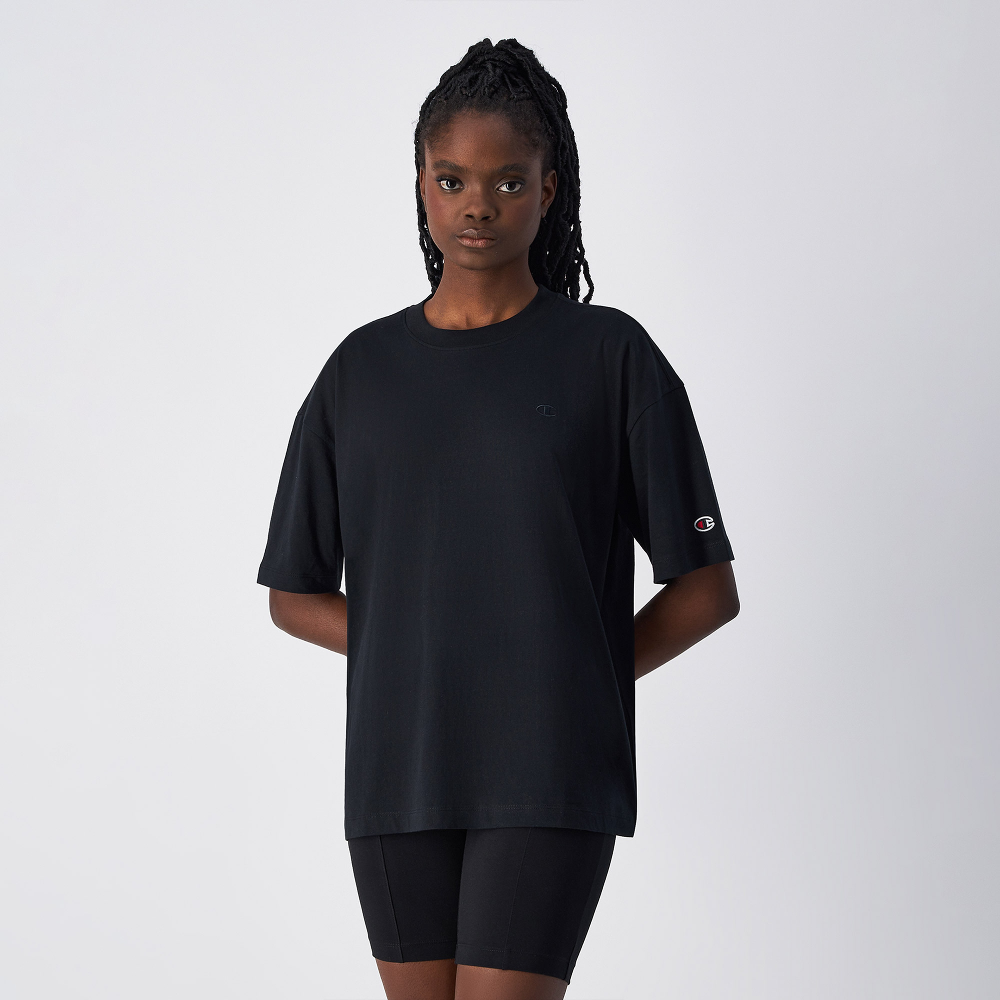 Champion Crewneck SS Kadın Siyah T-Shirt