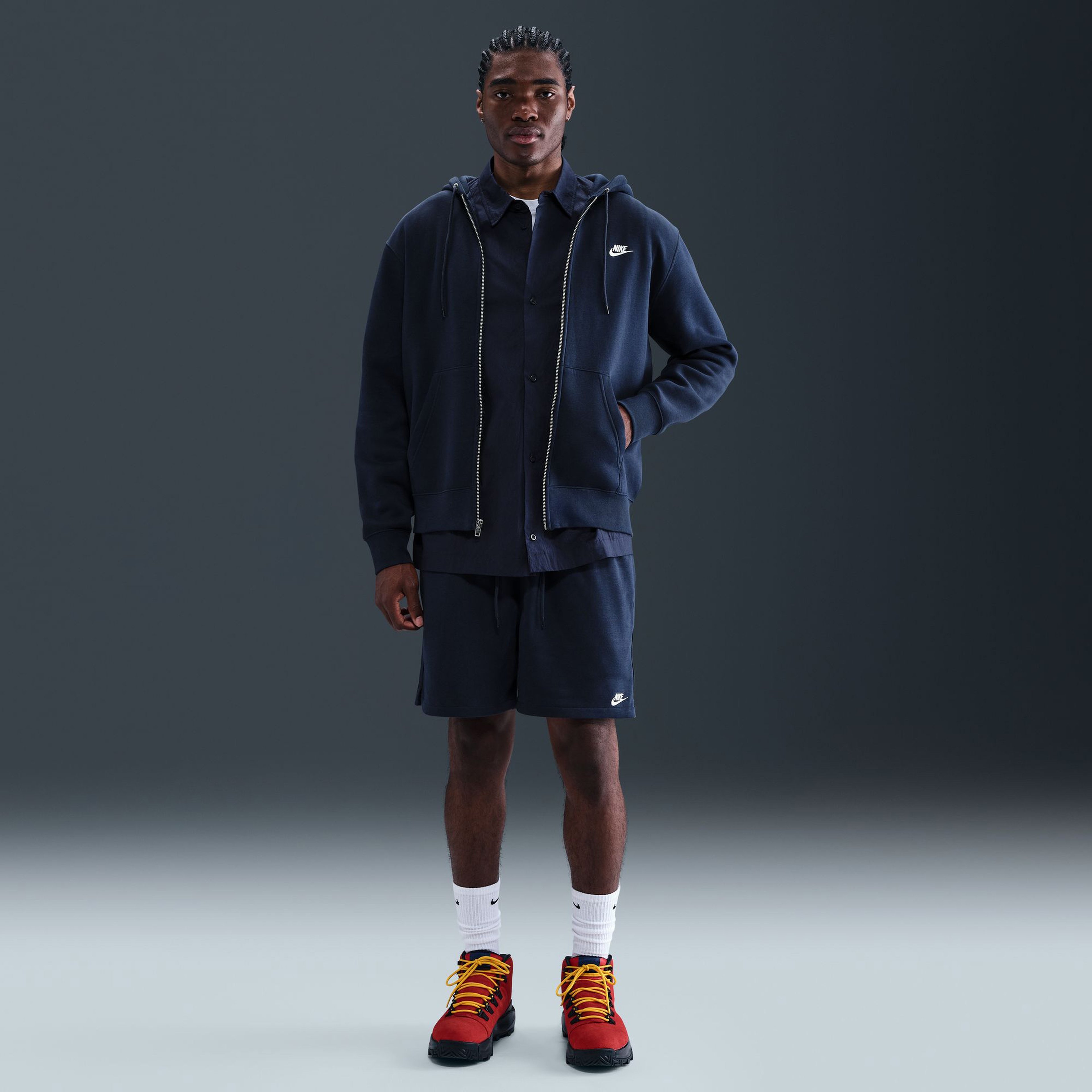 Nike Club Flow French Terry Erkek Lacivert Şort