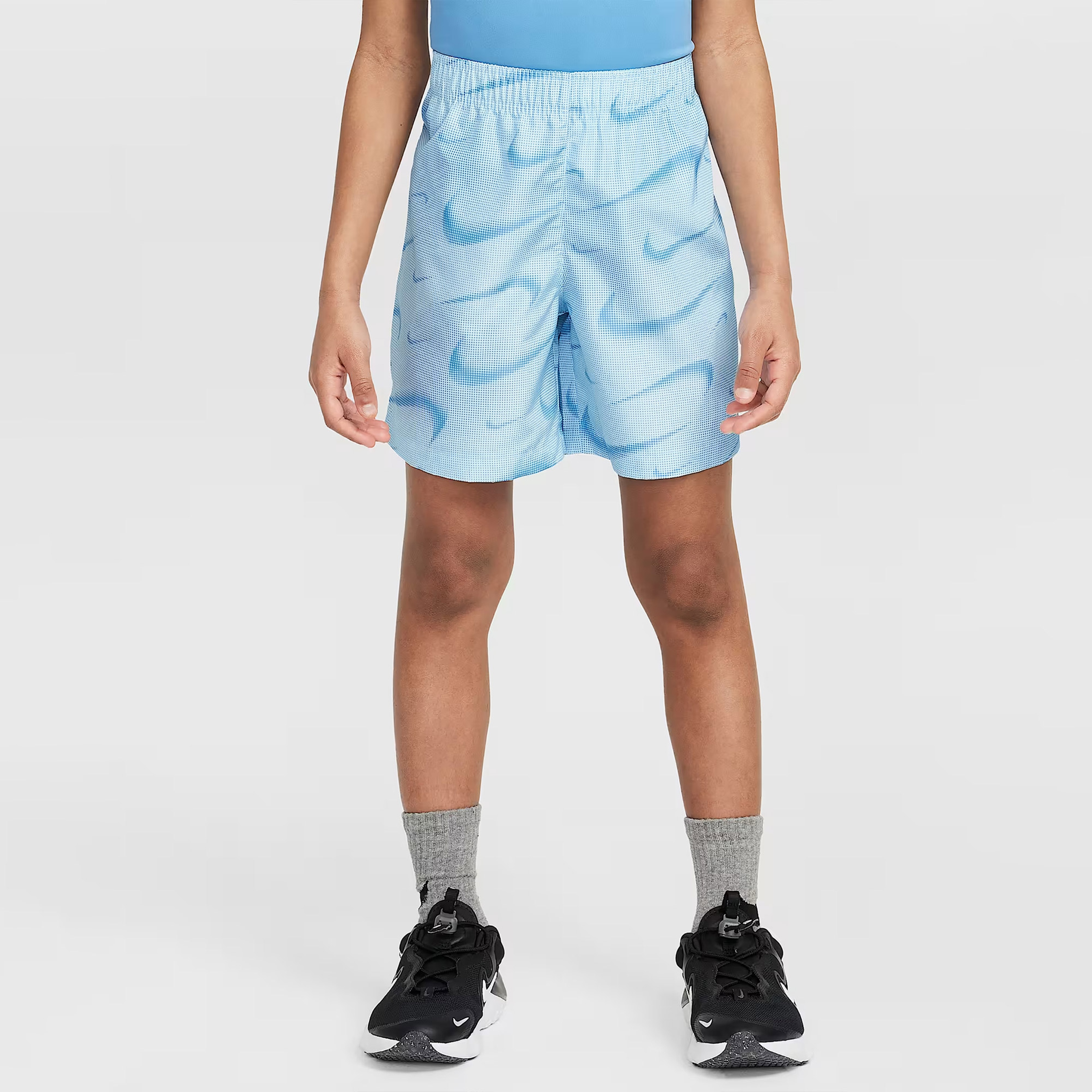 Nike Dri-Fit Rhythm Printed Çocuk Mavi Şort Takımı