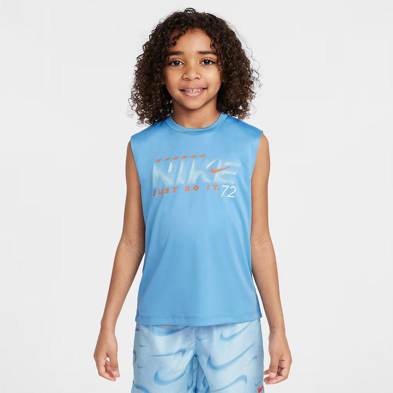 Nike Dri-Fit Rhythm Printed Çocuk Mavi Şort Takımı