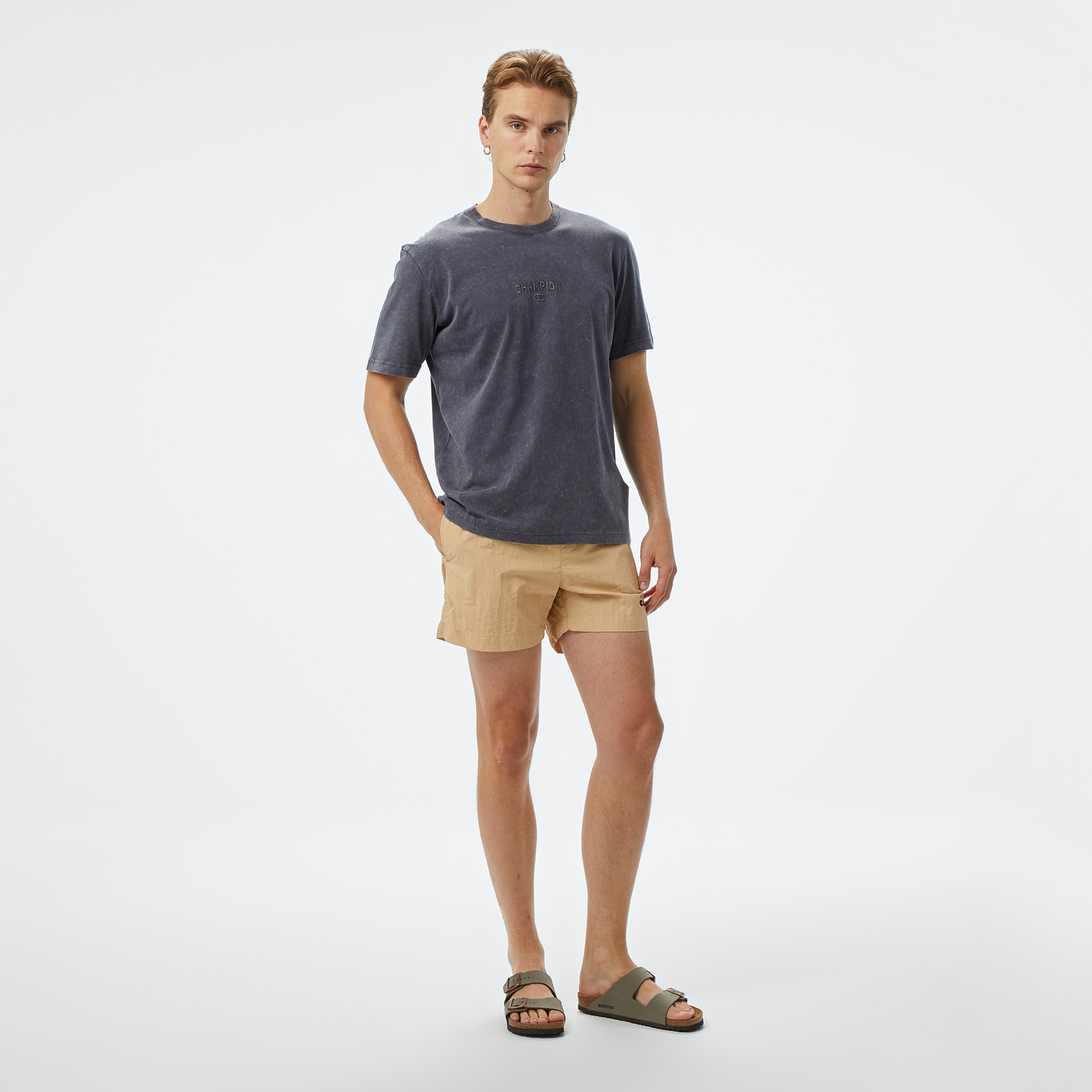 Champion SS Erkek Gri T-Shirt