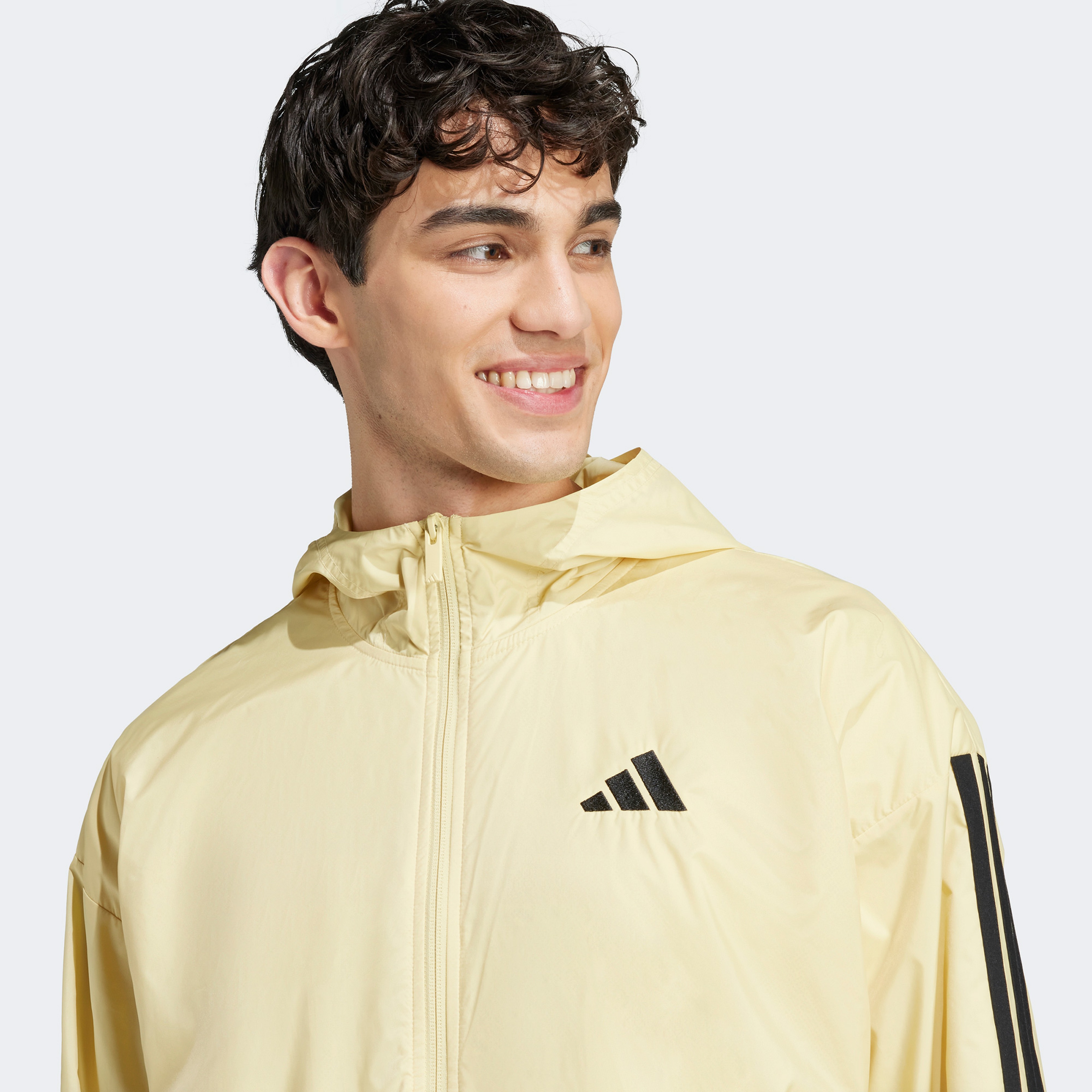 adidas Essentials 3 Stripes Windbreaker Erkek Sarı Ceket