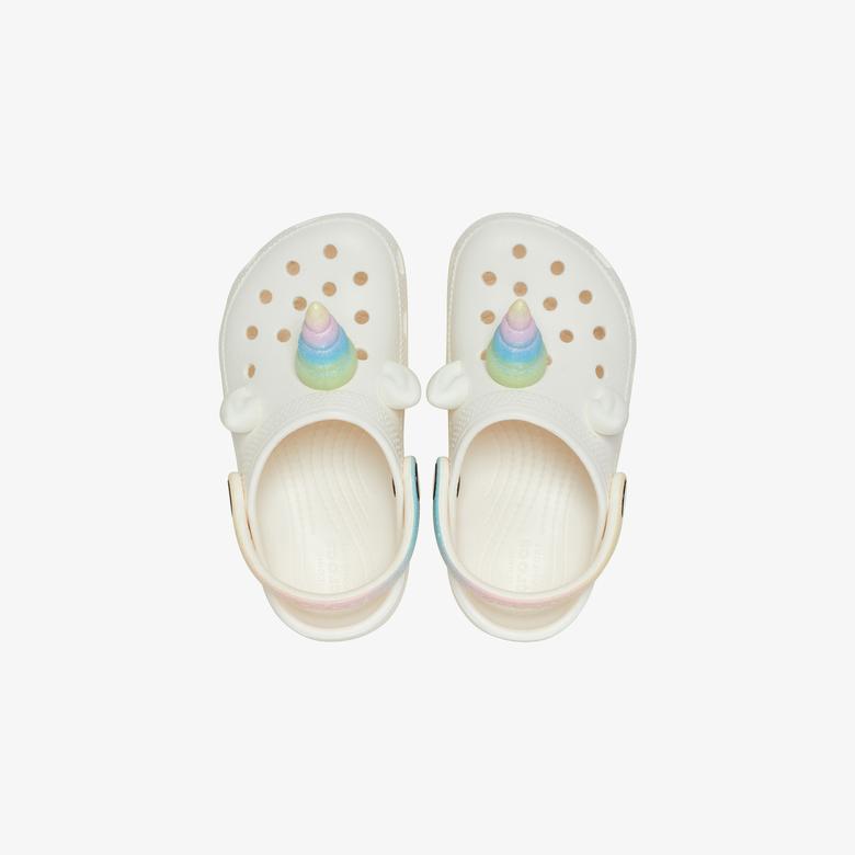 Crocs Classic I AM Rainbow Unicorn Bebek Beyaz Terlik