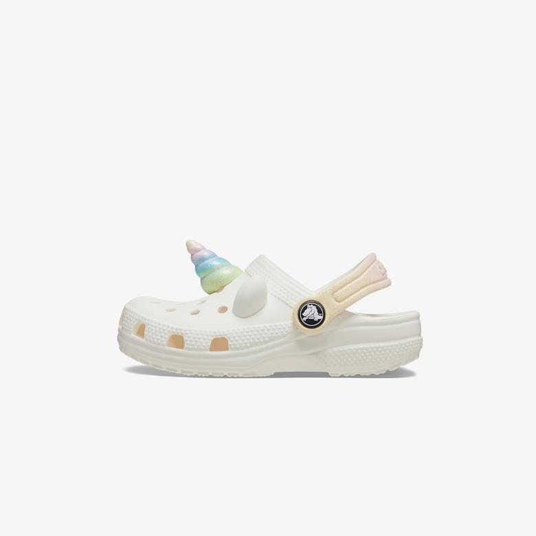 Crocs Classic I AM Rainbow Unicorn Bebek Beyaz Terlik