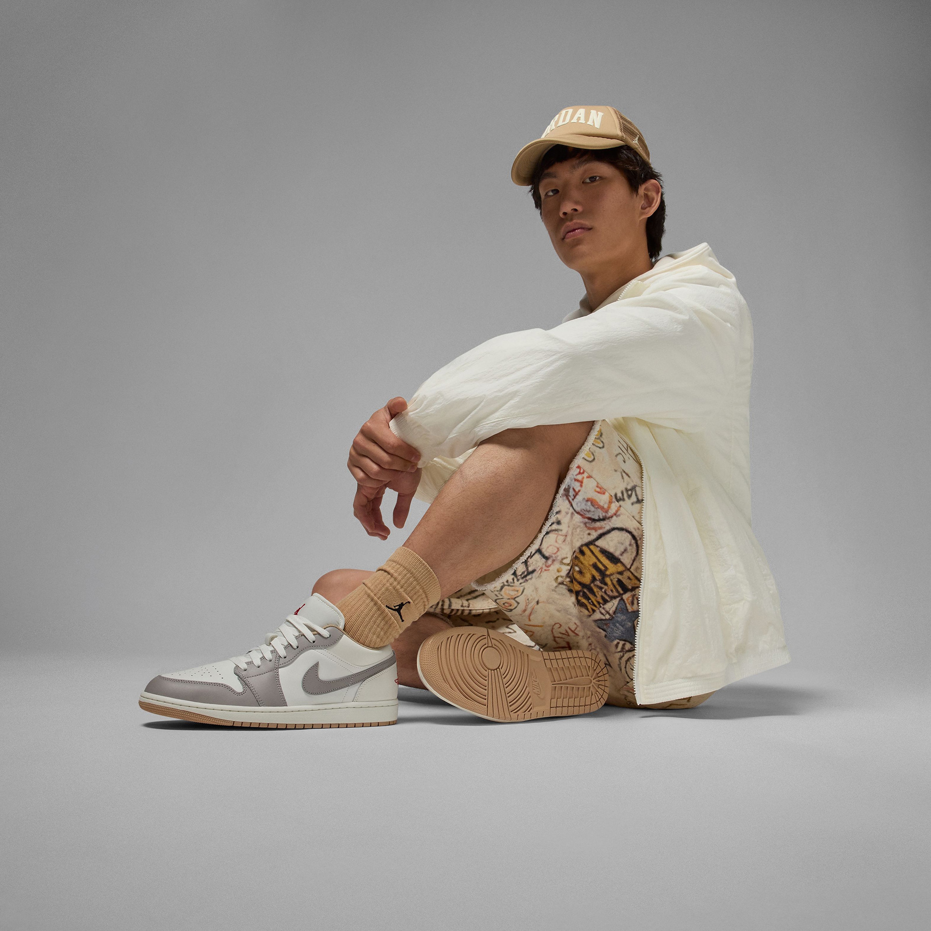 Nike Air Jordan 1 Low Erkek Gri Spor Ayakkabı