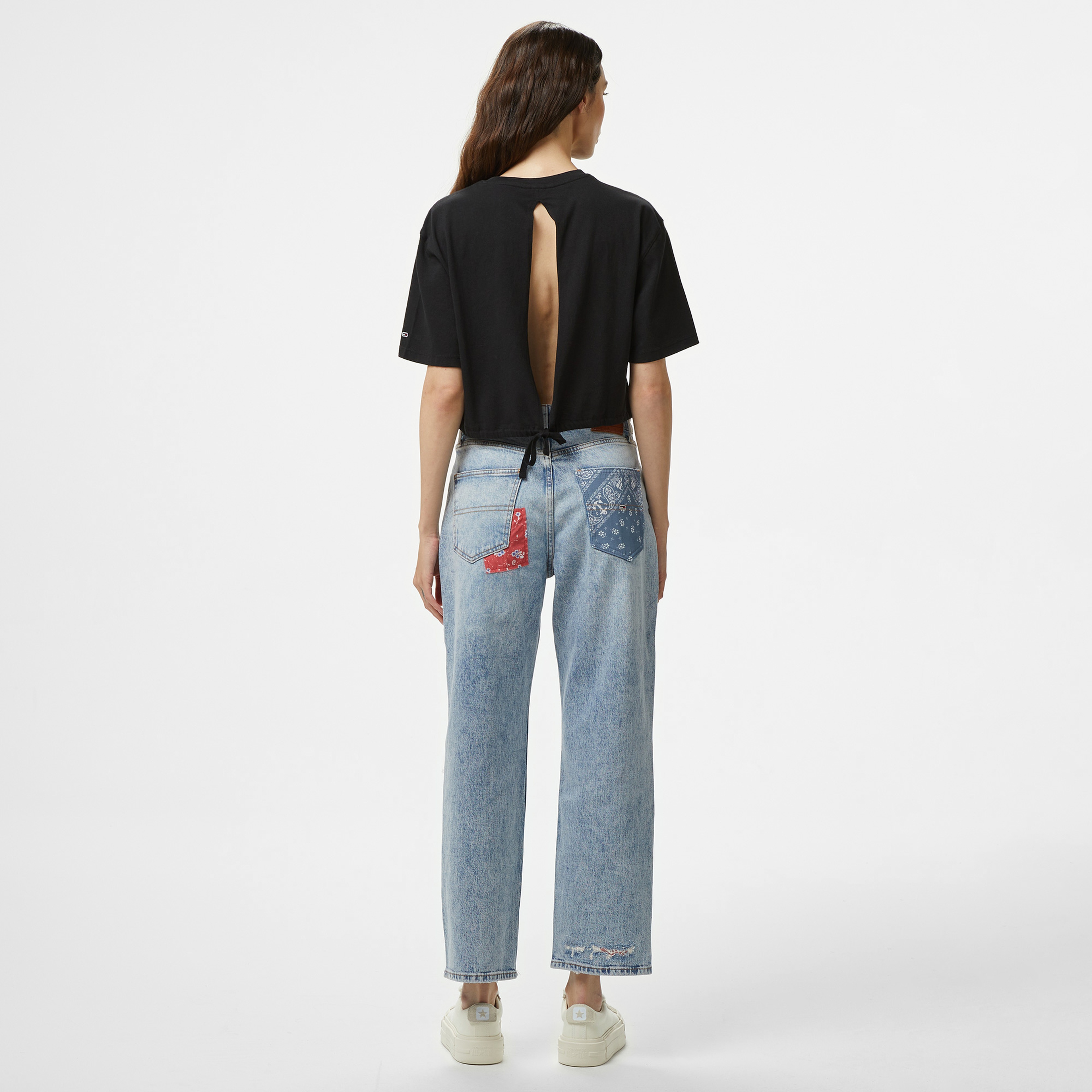 Tommy Hilfiger Patchwork Kadın Mavi Pantolon