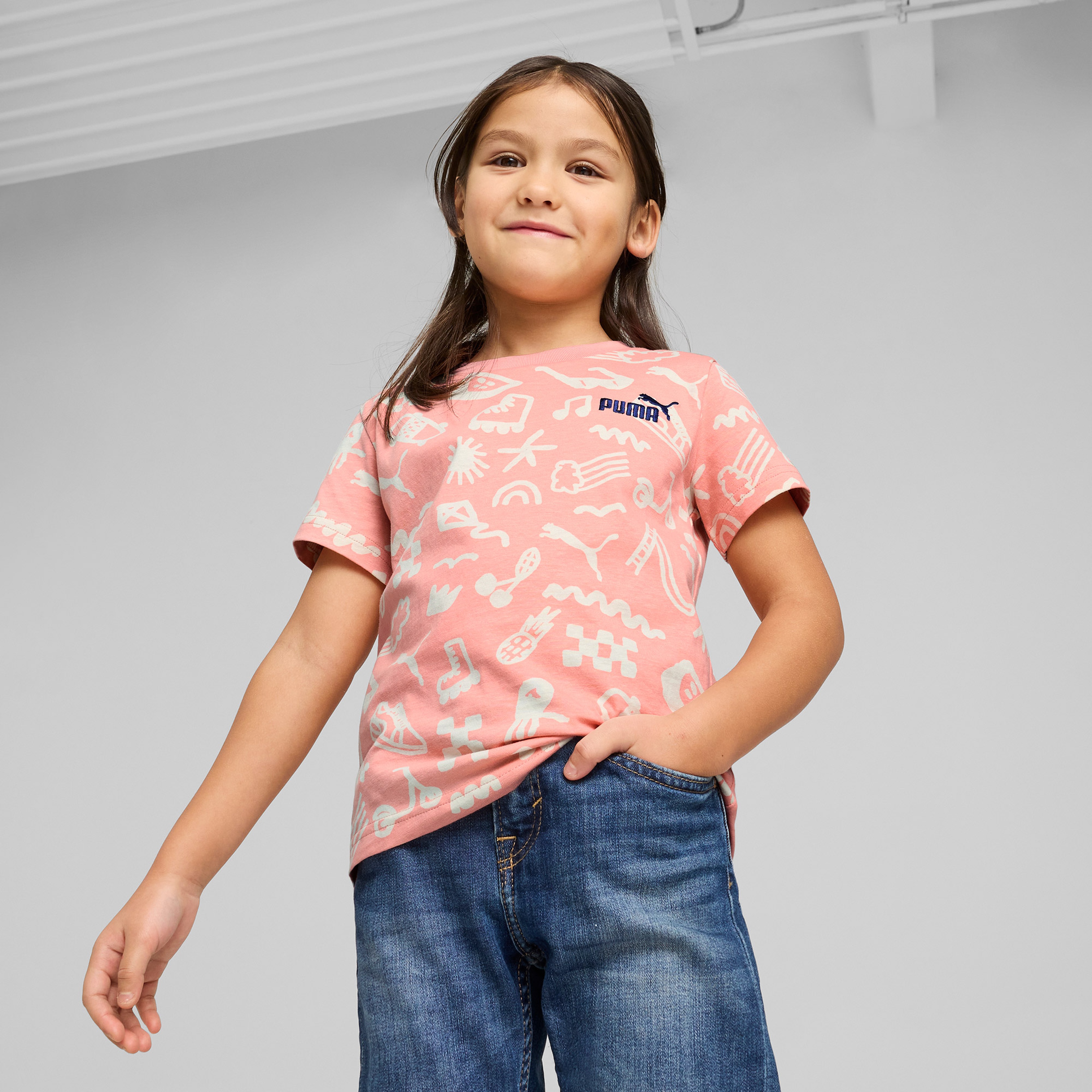 Puma Sandy Adventures Aop Çocuk Pembe T-Shirt