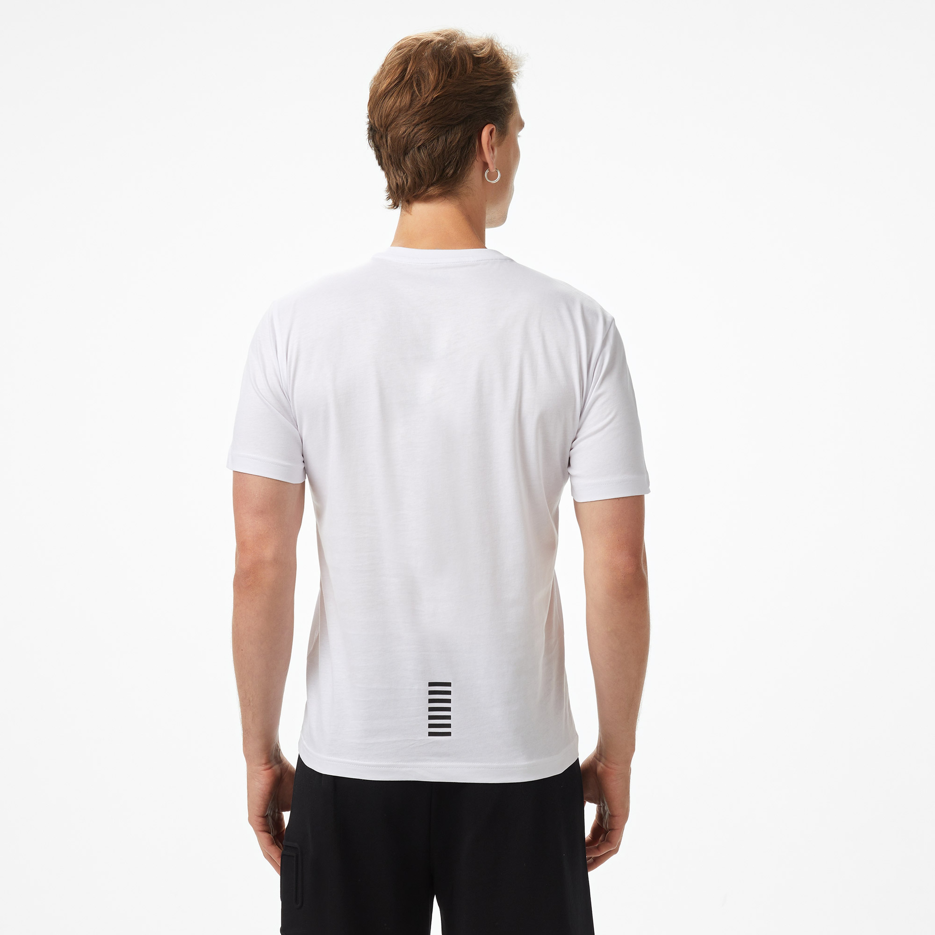 EA7 Erkek Beyaz Bisiklet Yaka T-Shirt