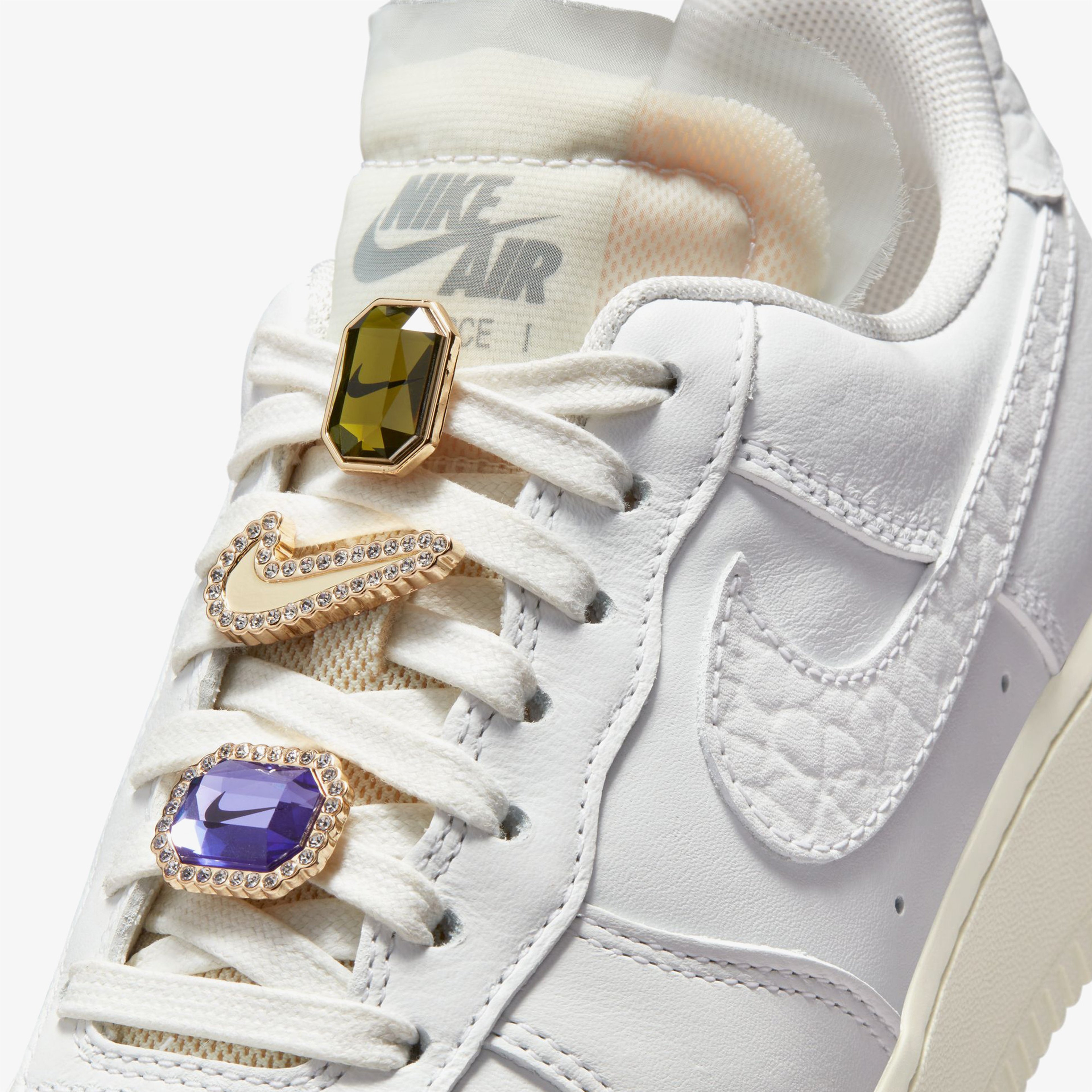 Nike Air Force 1 Low Premium "Bling Jewels" Kadın Beyaz Sneaker