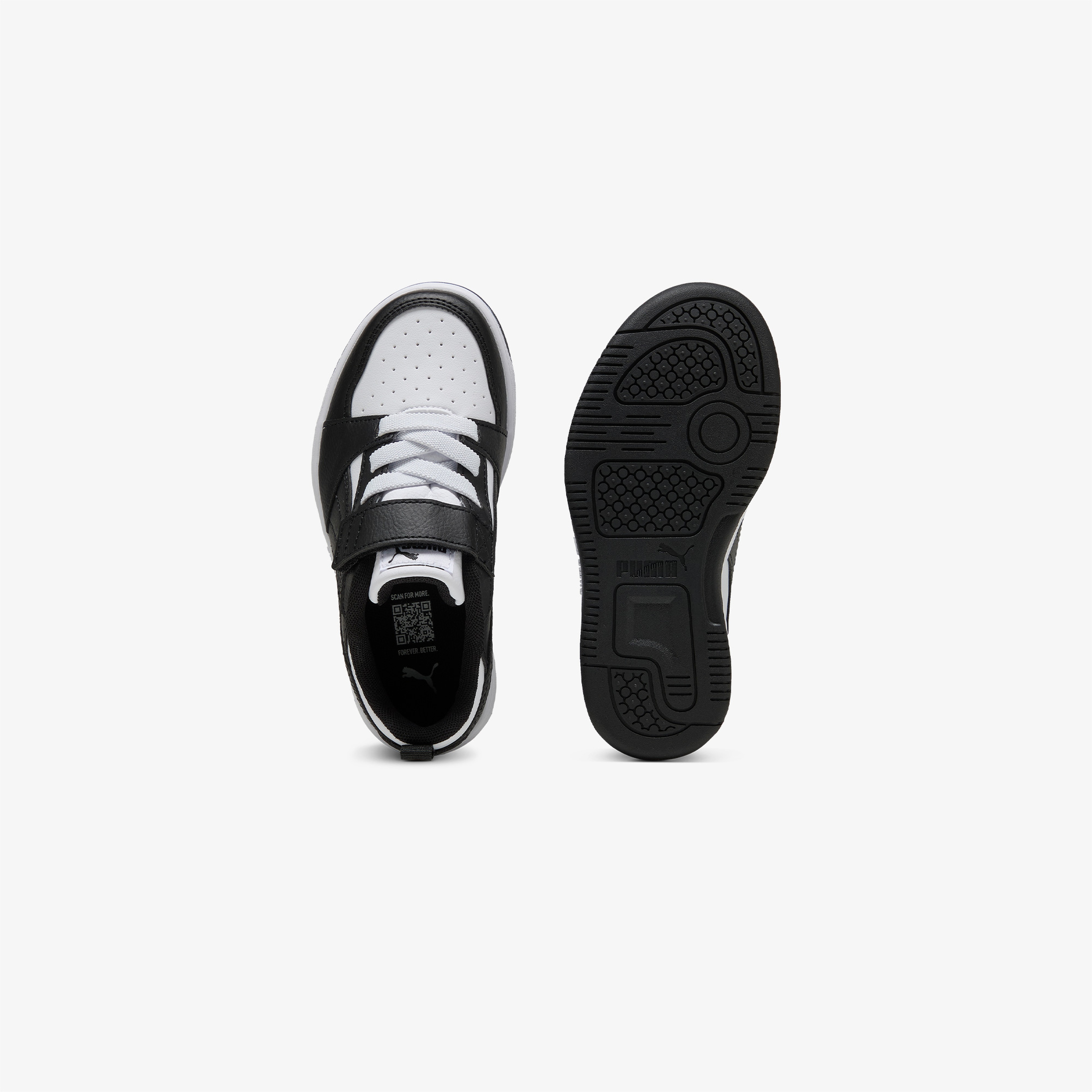 Puma Rebound V6 Low Çocuk Siyah Beyaz Spor Ayakkabı