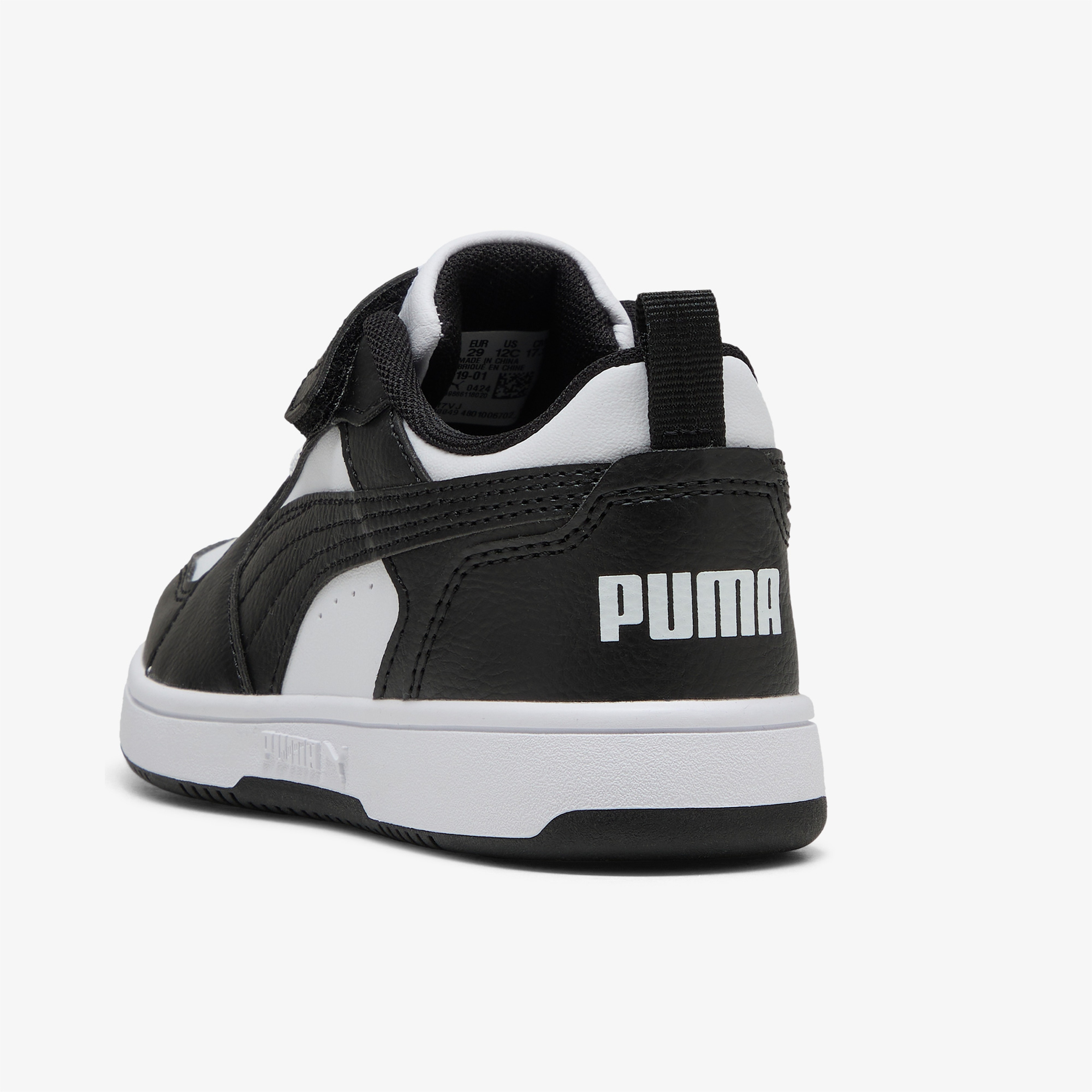 Puma Rebound V6 Low Çocuk Siyah Beyaz Spor Ayakkabı