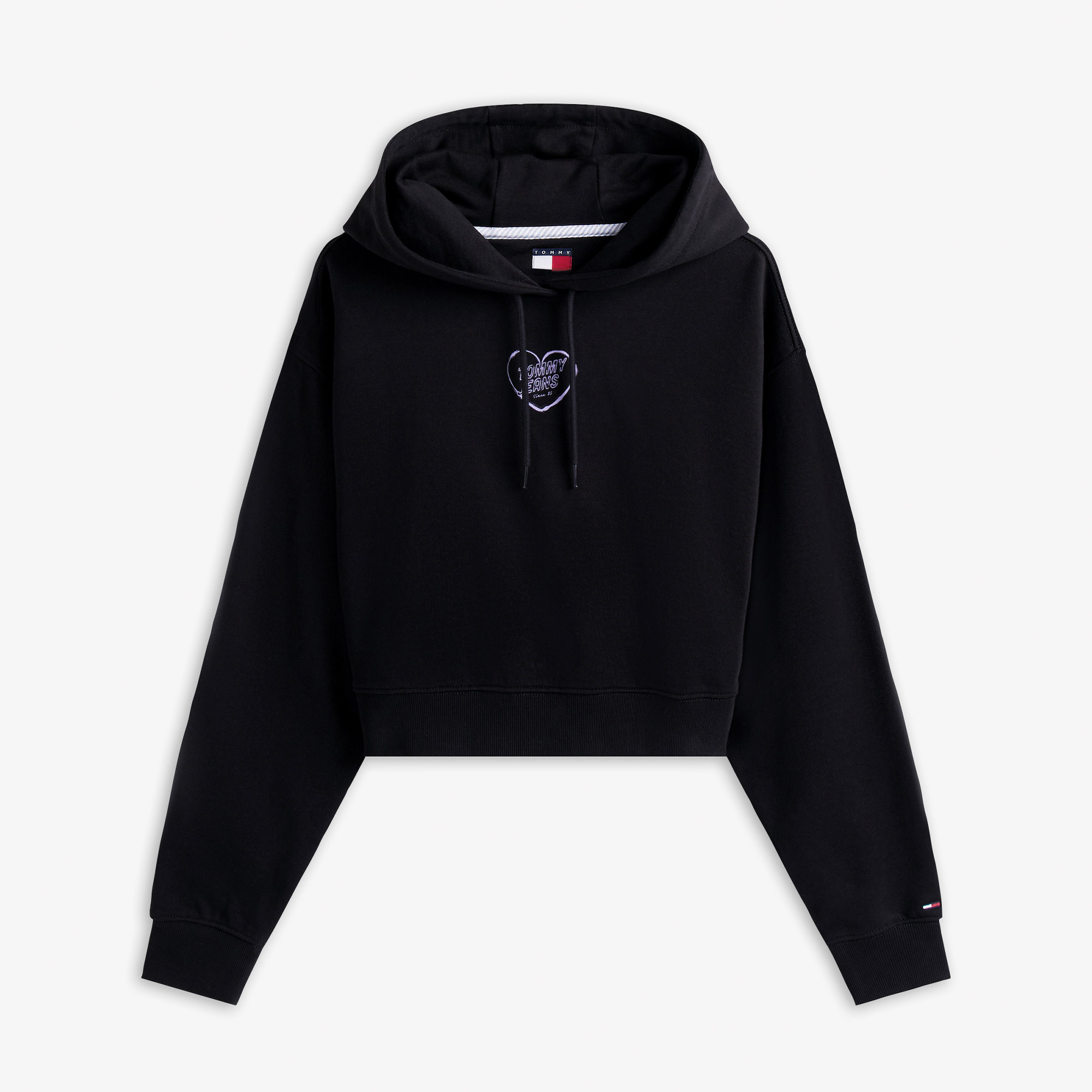 Tommy Jeans Crop Heart Slim Kadın Siyah Sweatshirt