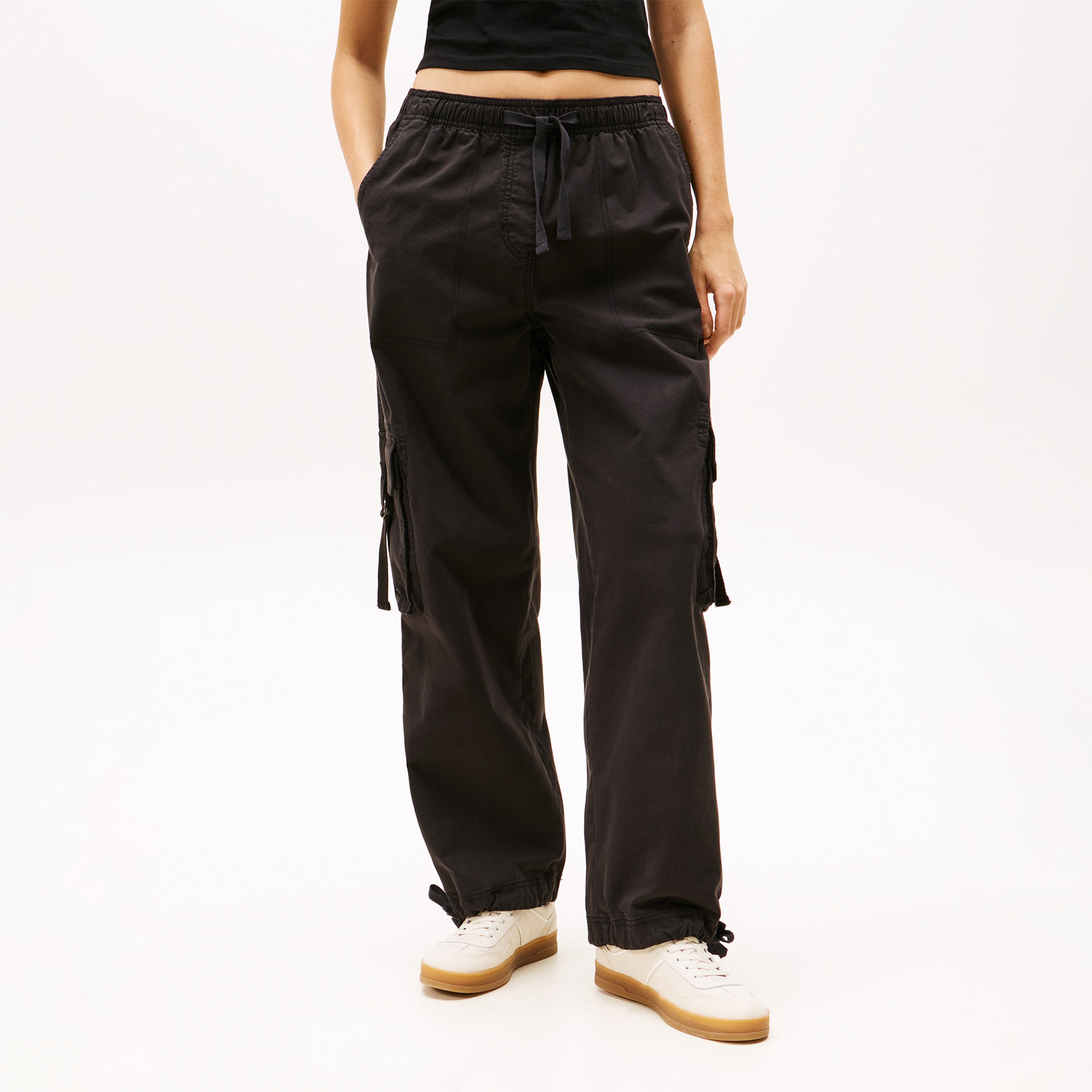 Tommy Hilfiger Loose Cargo Kadın Siyah Pantolon