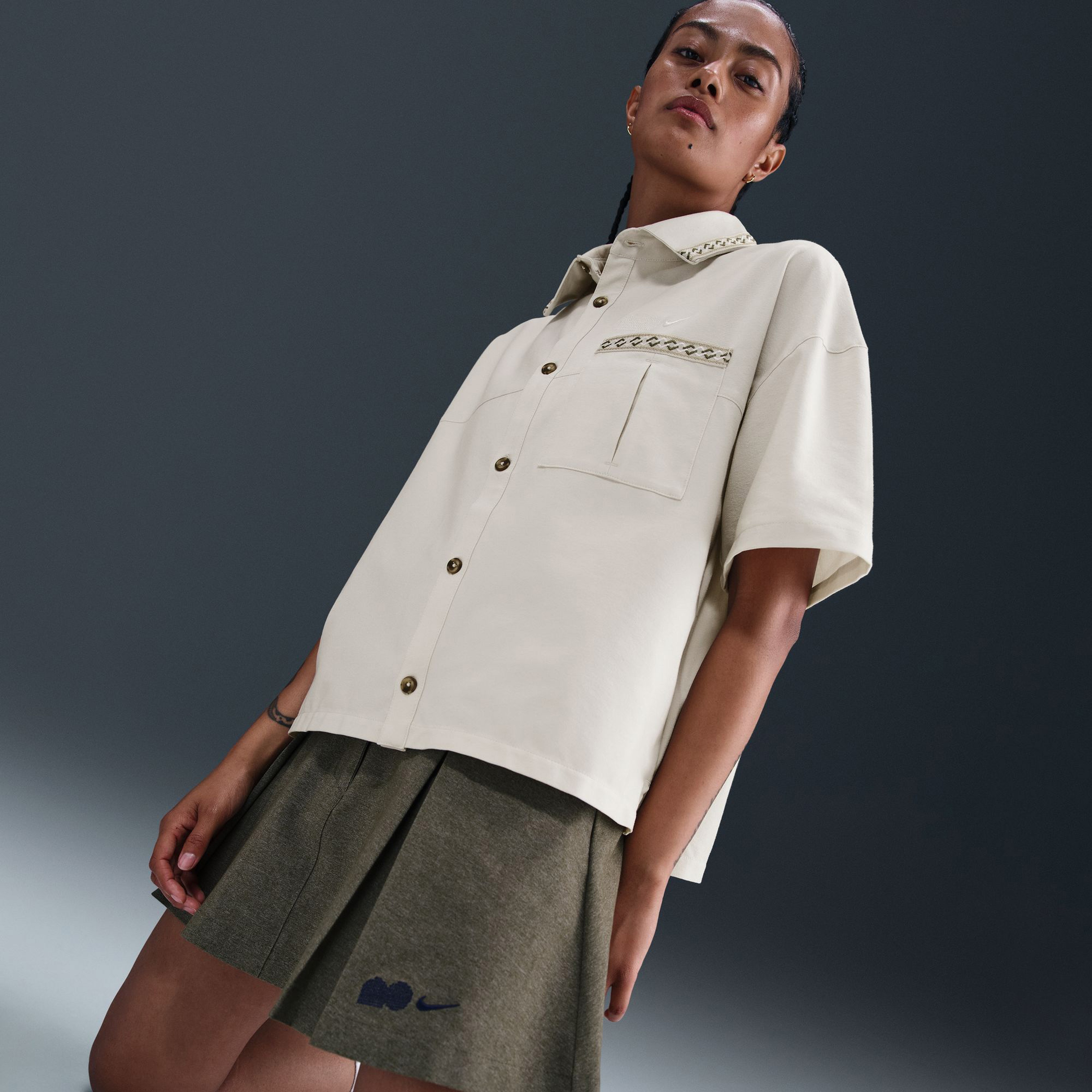 Nike Naomi Osaka Oversized Kadın Beyaz Gömlek