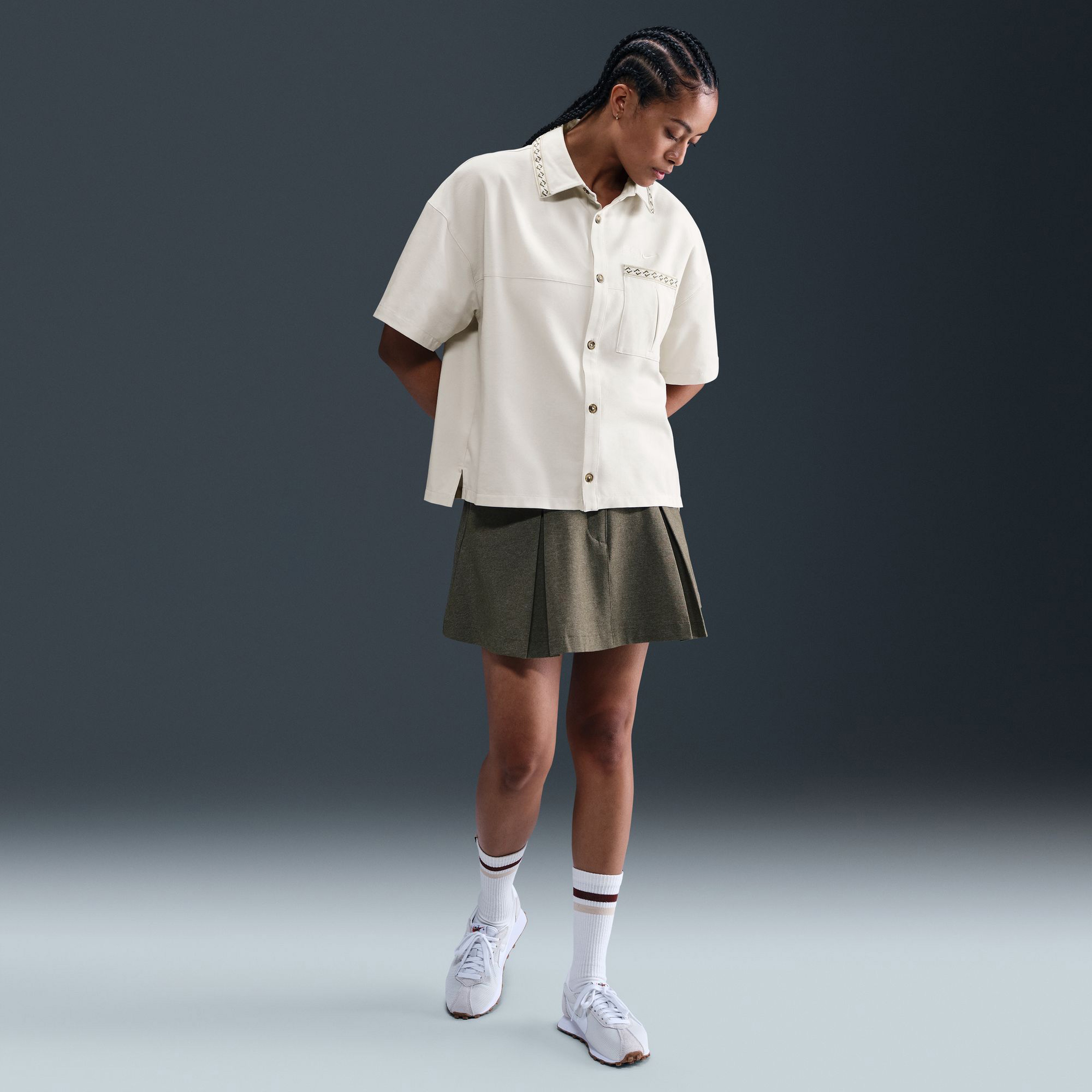 Nike Naomi Osaka Oversized Kadın Beyaz Gömlek