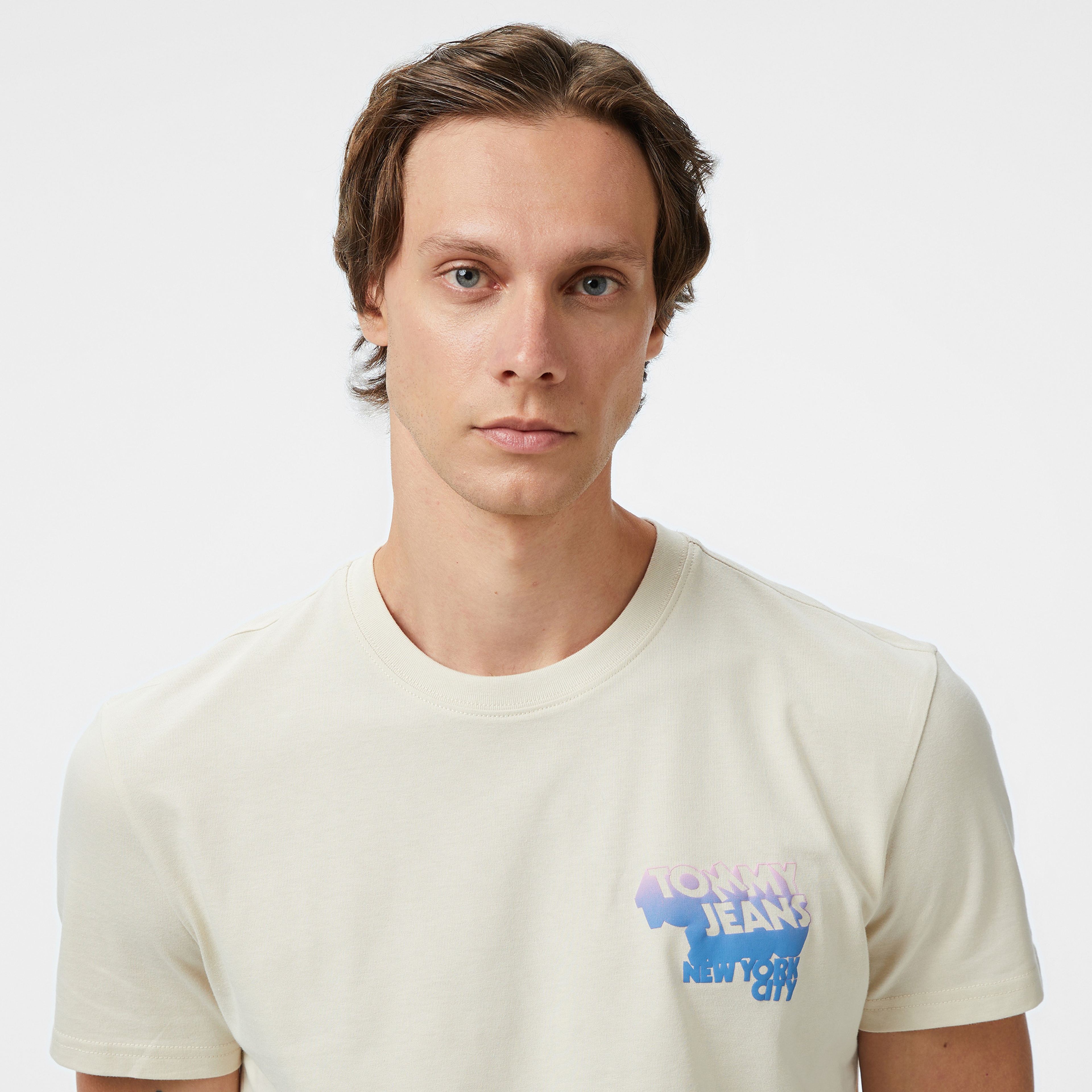 Tommy Hilfiger Back Logo Erkek Bej T-Shirt