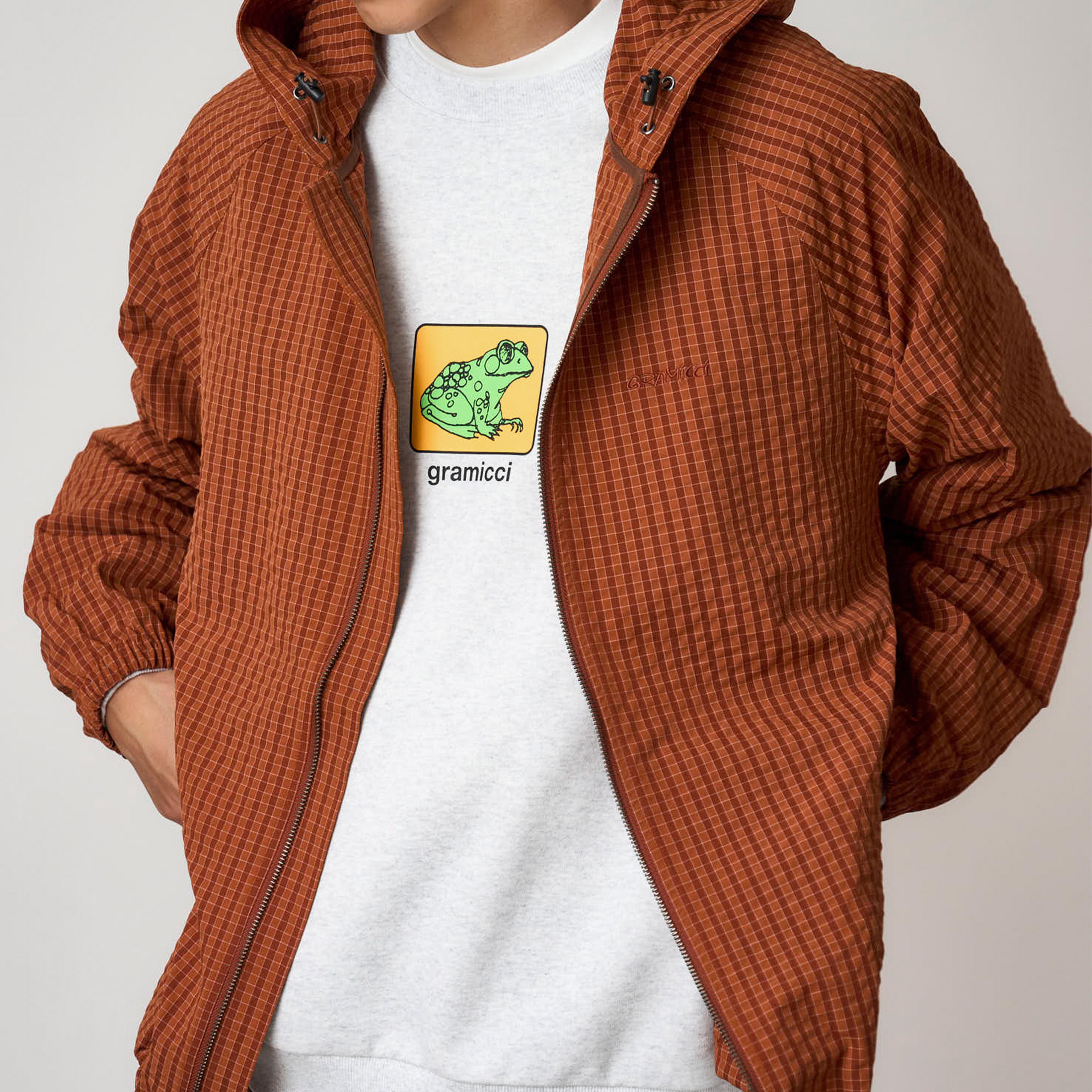 Gramicci Northside Plaid Hooded Erkek Kahverengi Sweatshirt