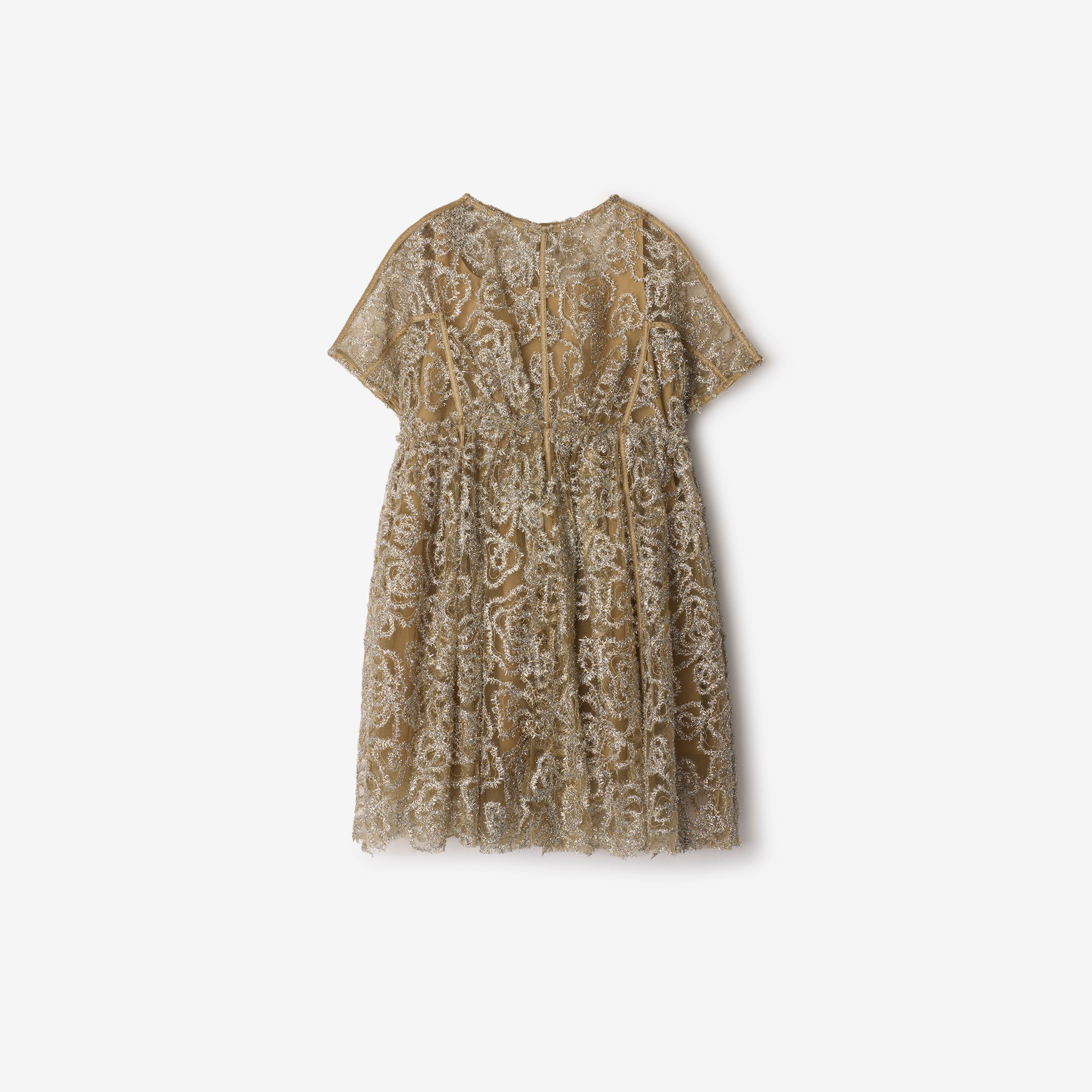 Burberry Teyana Metallic Tulle Çocuk Bej Elbise