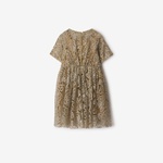 Burberry Teyana Metallic Tulle Çocuk Bej Elbise